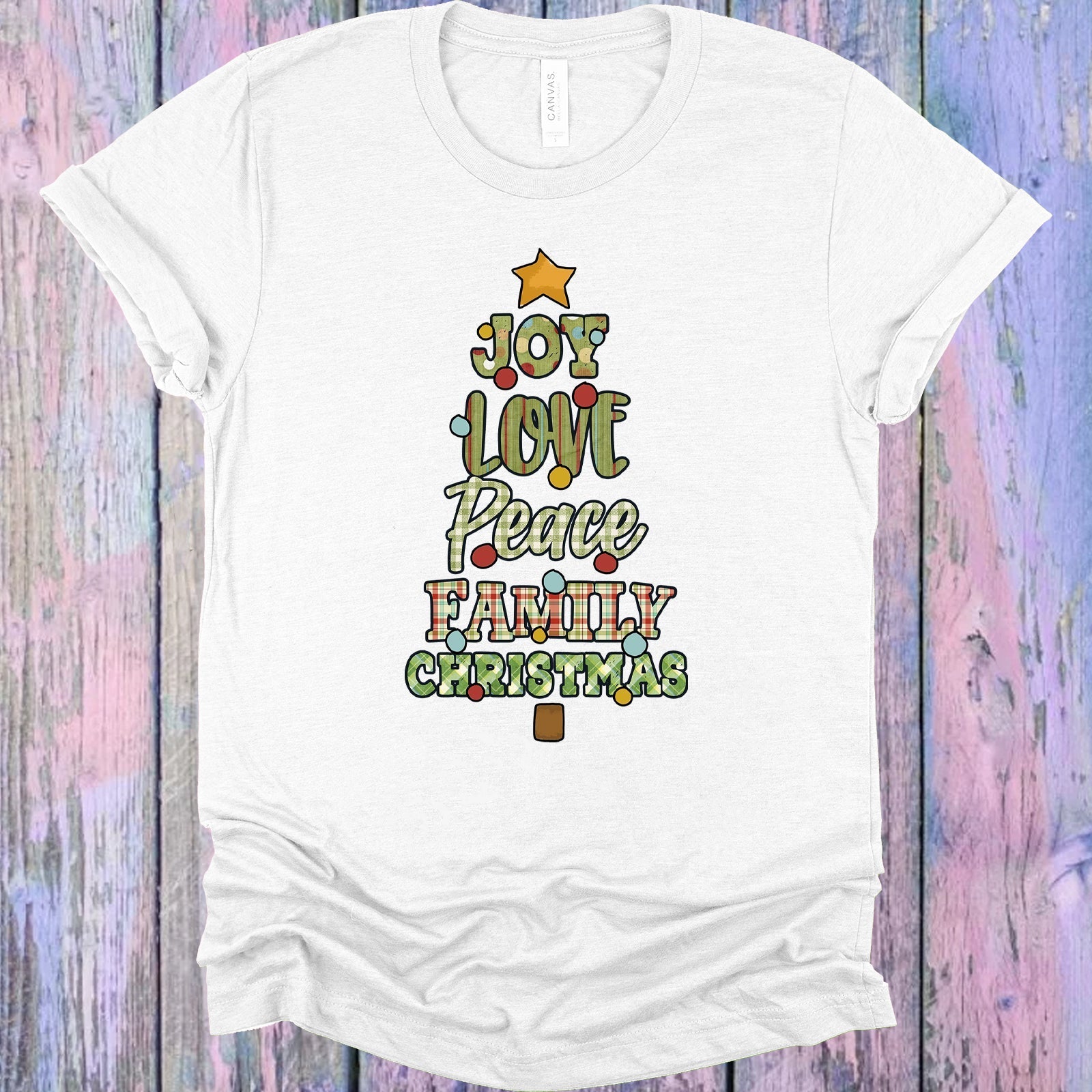 Joy Love Peace Family Christmas Graphic Tee