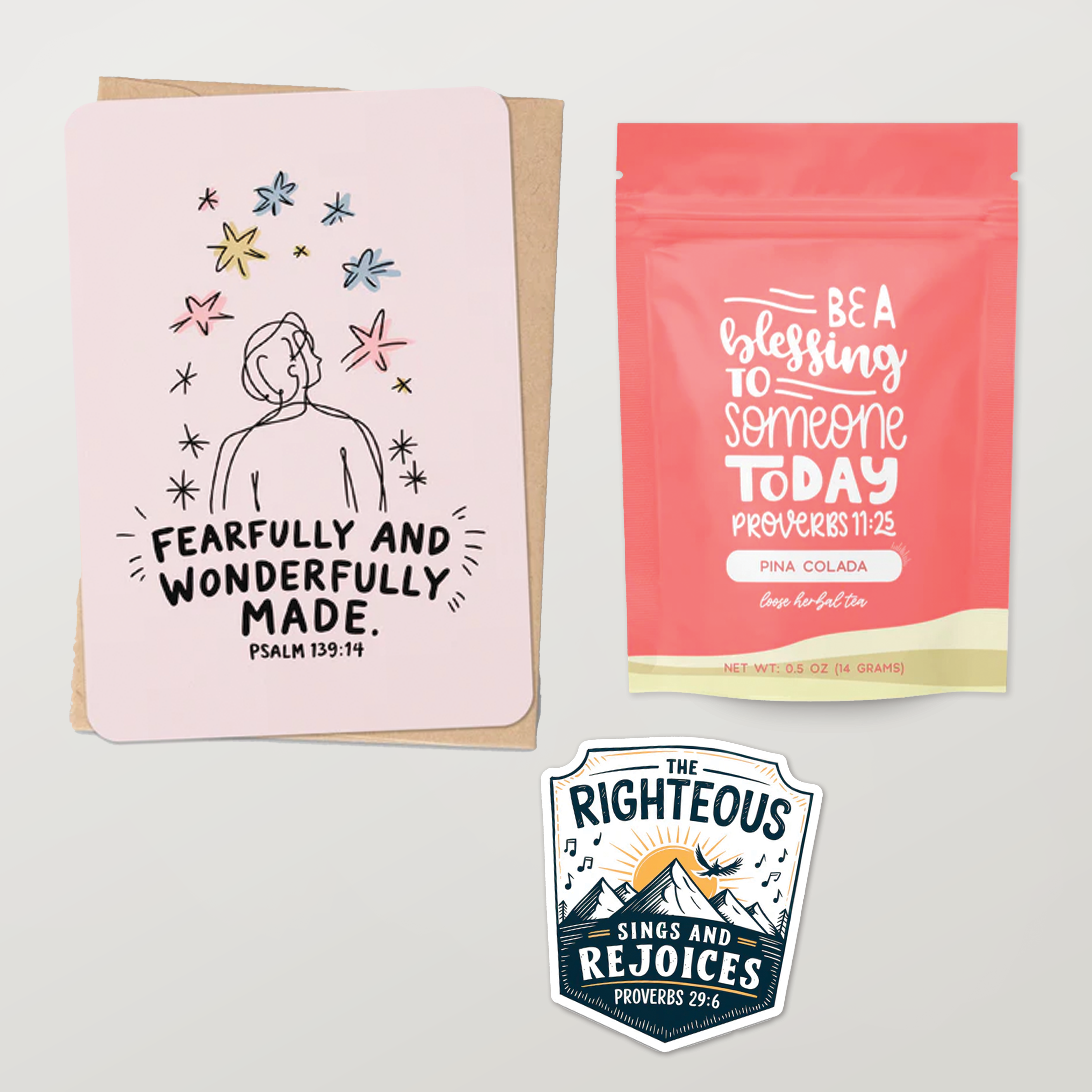 Christian Gift Set – Joy &amp;amp; Gratitude (Psalm 139:14 + Proverbs 29:6)