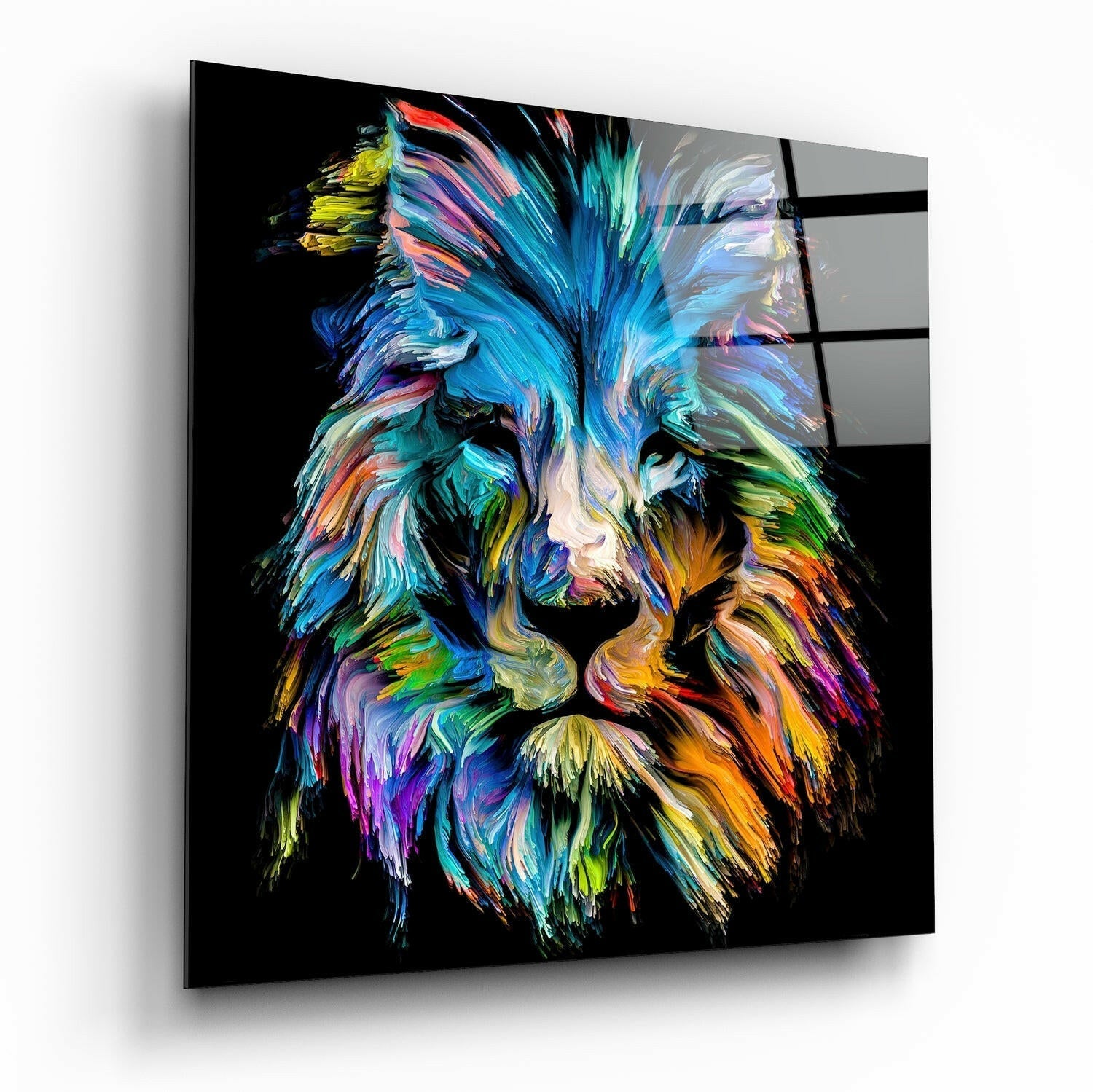 Blue Lion Glass Wall Art