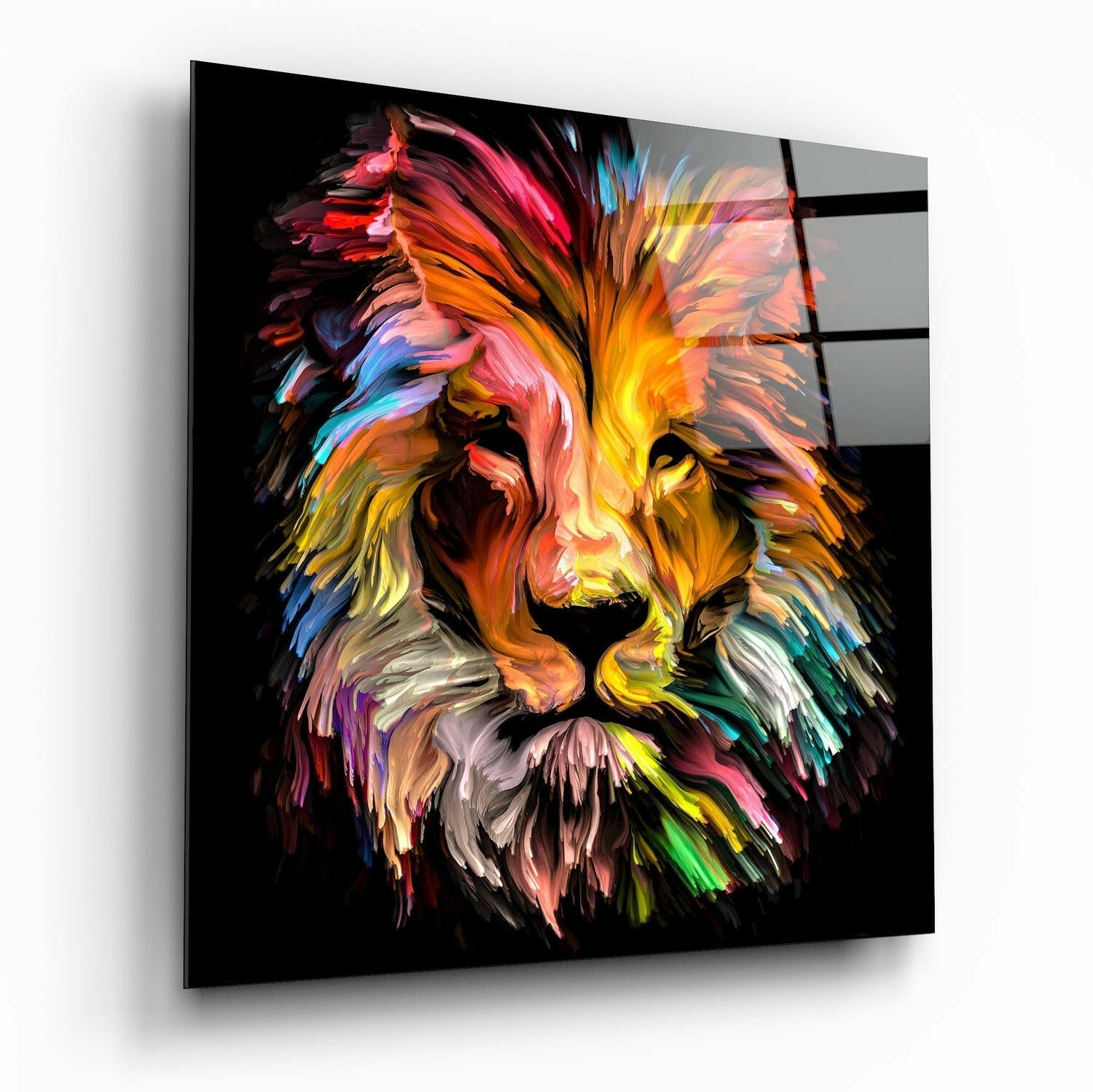Yellow Lion Glass Wall Art