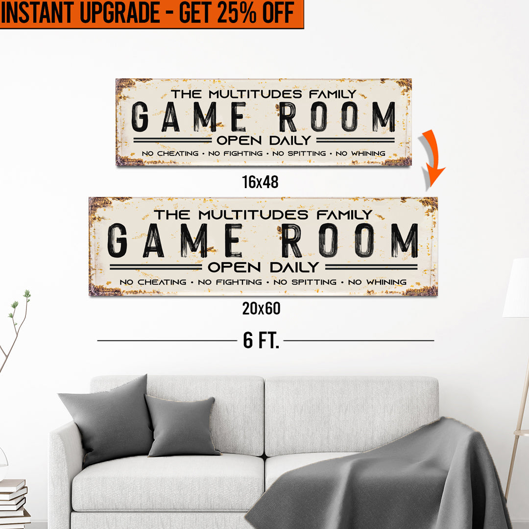 Upgrade Your 16x48 Inches &amp;#39;Family Game Room&amp;#39; (Style 1) Canvas To 20x60 Inches