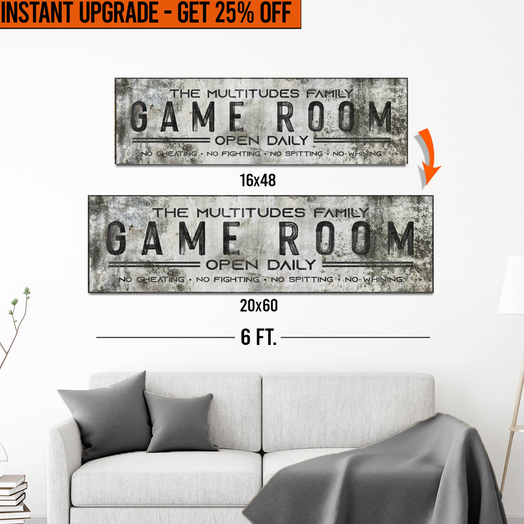 Upgrade Your 16x48 Inches &amp;#39;Family Game Room&amp;#39; (Style 2) Canvas To 20x60 Inches