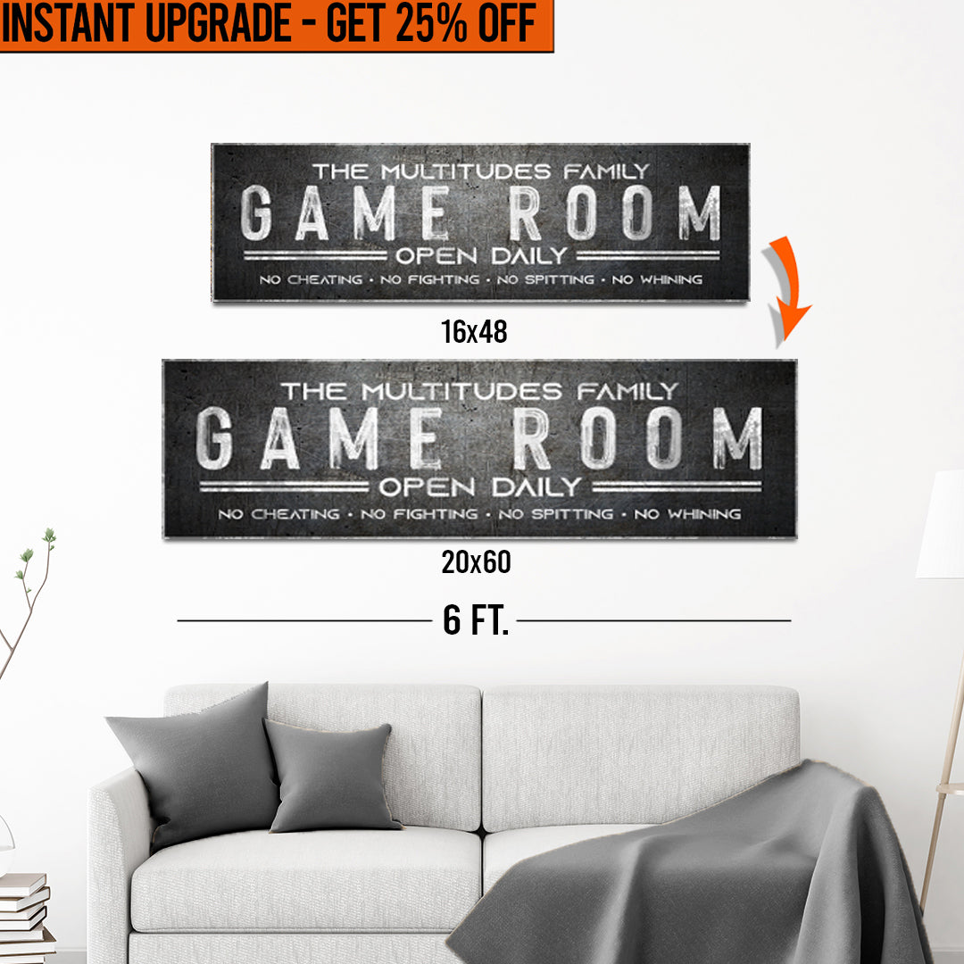 Upgrade Your 16x48 Inches &amp;#39;Family Game Room&amp;#39; (Style 3) Canvas To 20x60 Inches