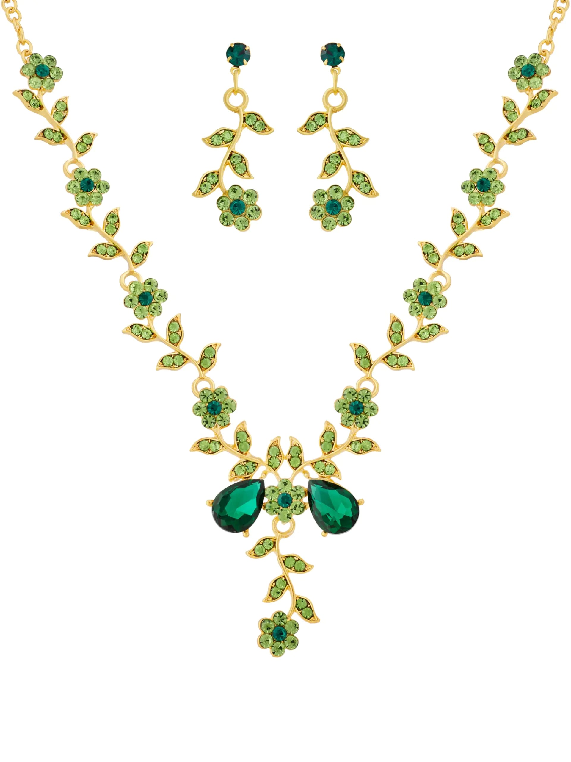 Style Loft Collection Vintage Sacina Green Flower Leaf Jewelry Set