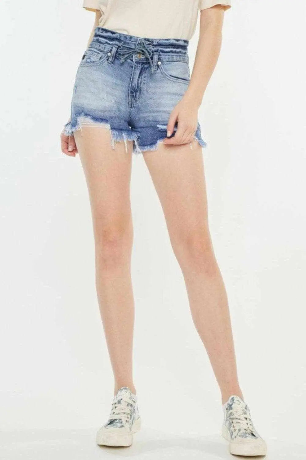 Jeans &amp;amp; Denim Kancan high rise frayed hem shorts