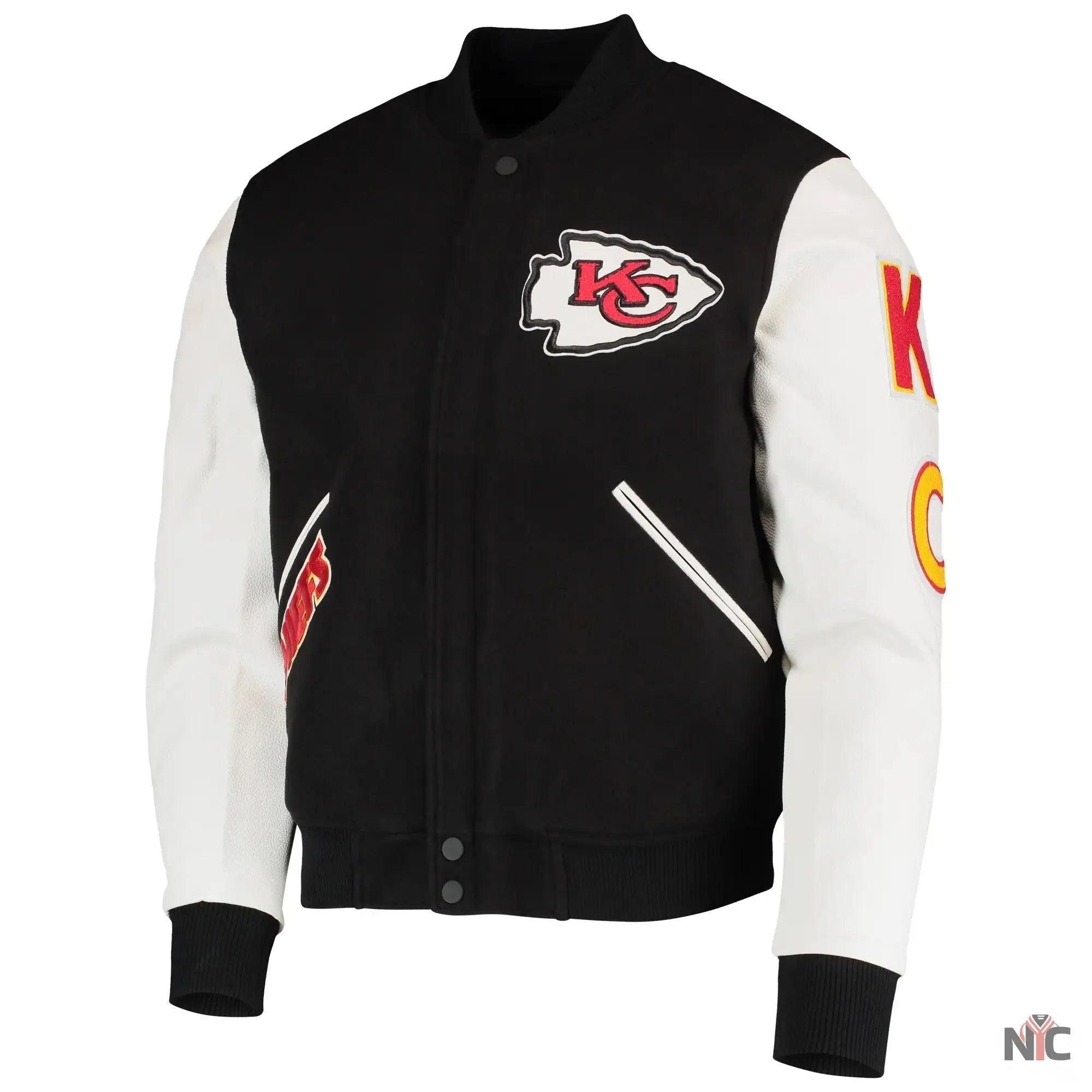 Kansas City Chiefs Black and White Varsity Jacket