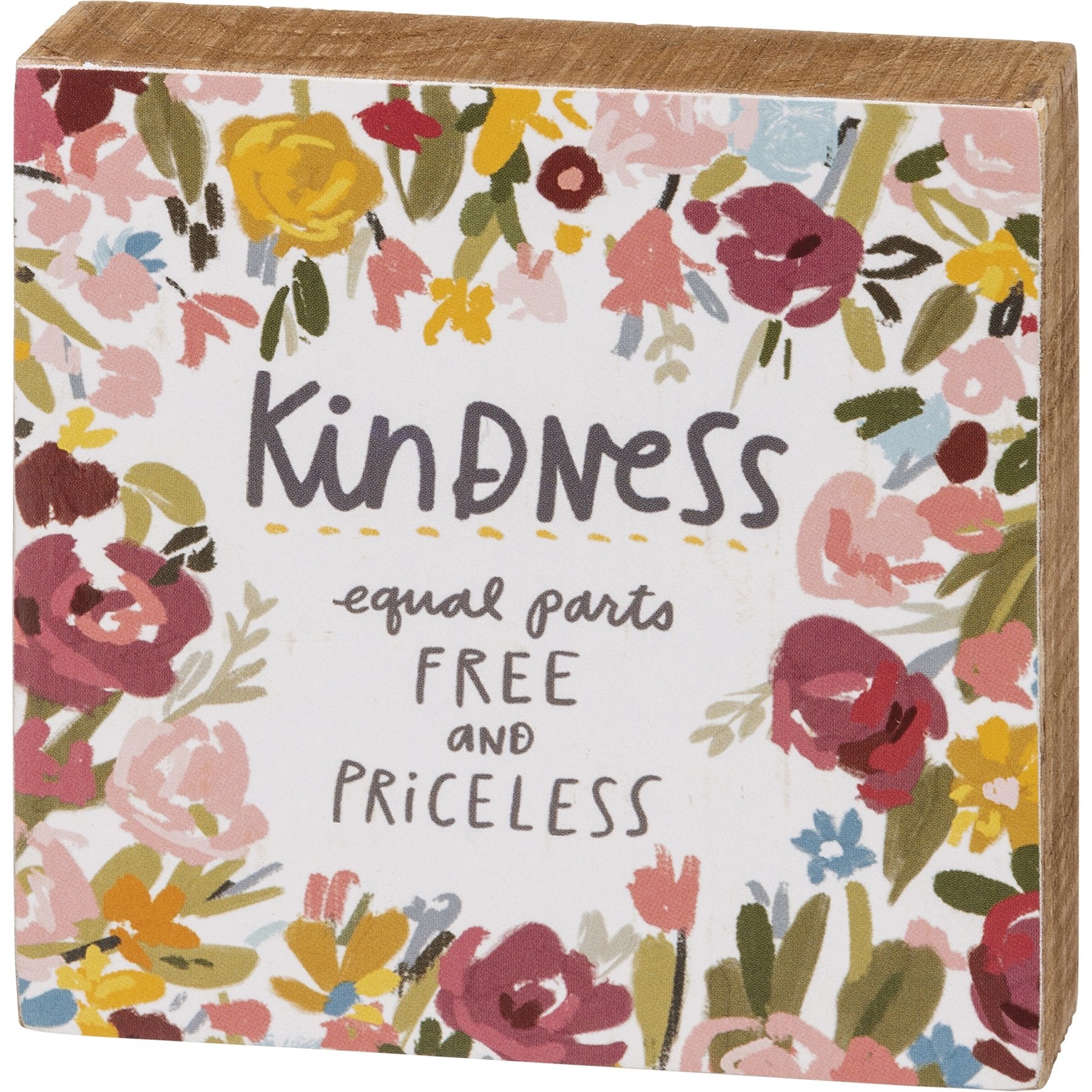 Kindness Equal Parts Free And Priceless Inspo Wooden Block Sign | 4&amp;quot; x 4&amp;quot;