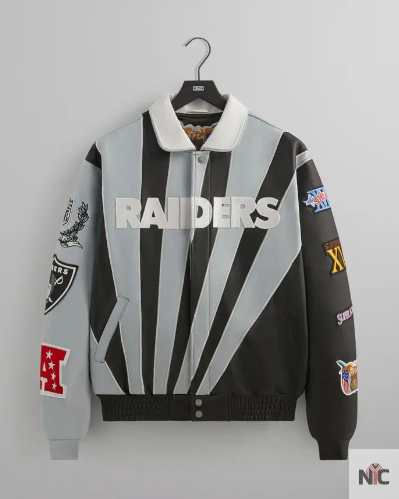 Kith &amp;amp; Jeff Hamilton for the NFL: Raiders Leather Varisty Jacket