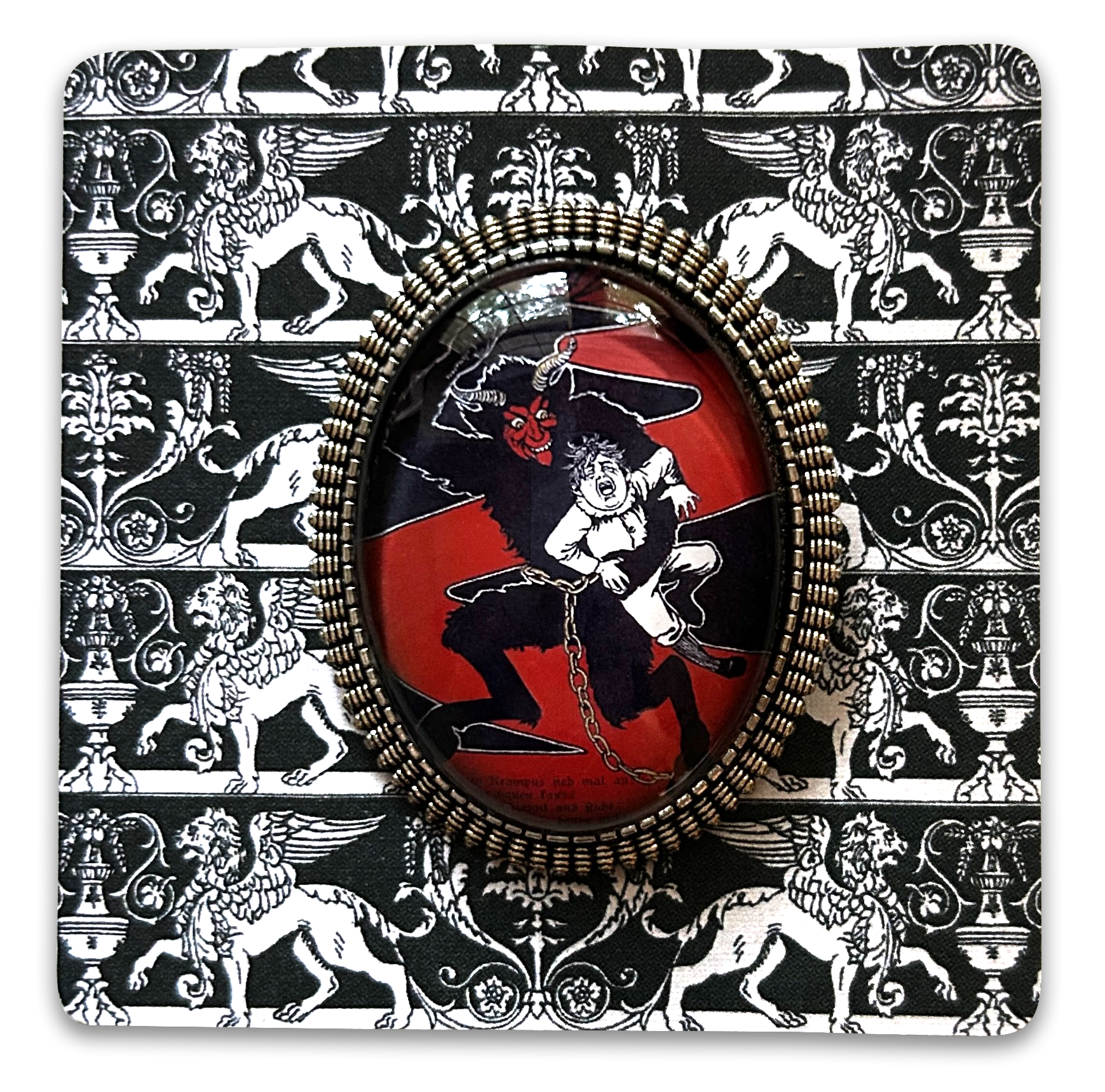 Vintage Cameo Style Krampus Brooch