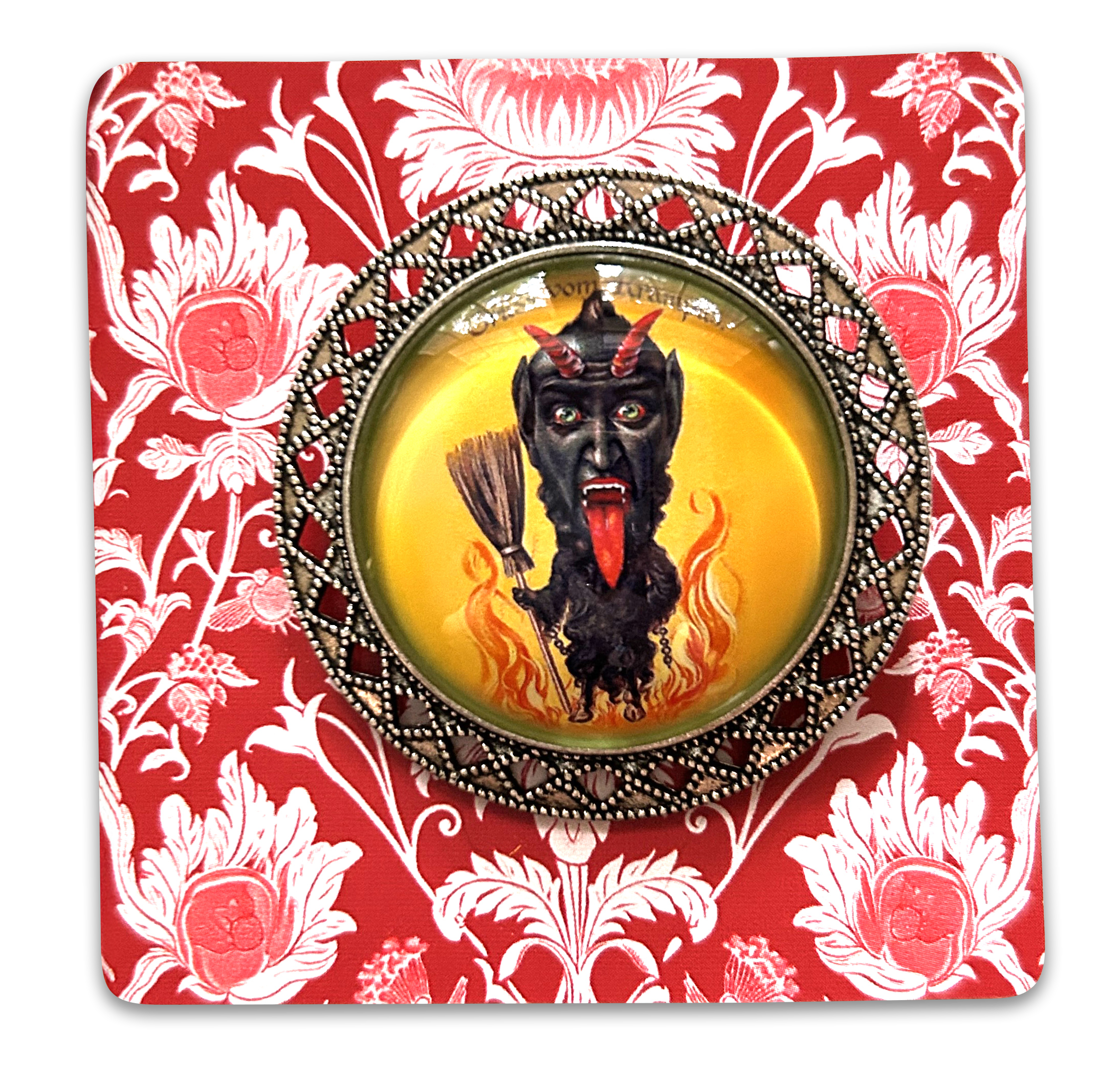 Vintage Cameo Style Krampus Brooch