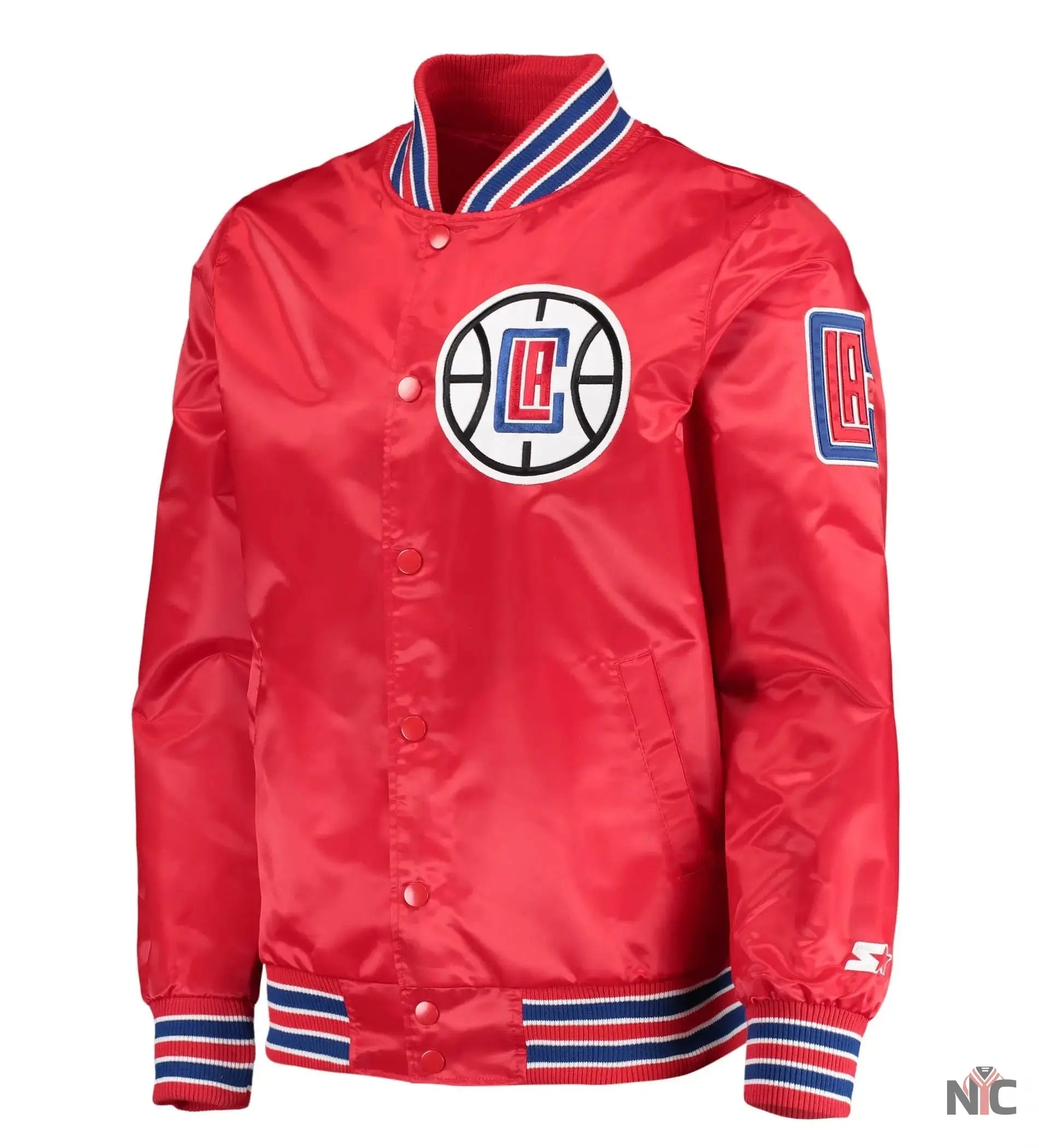 LA Clippers The Diamond Classic Red Satin Varsity Jacket