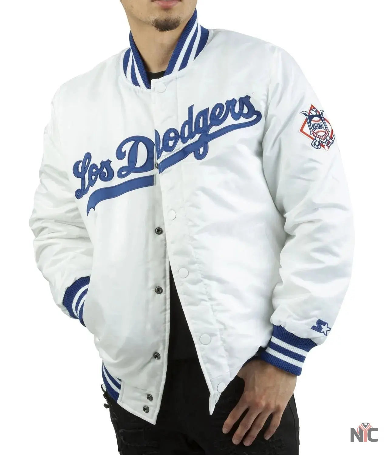 LA Dodgers National Blue Satin Varsity Jacket