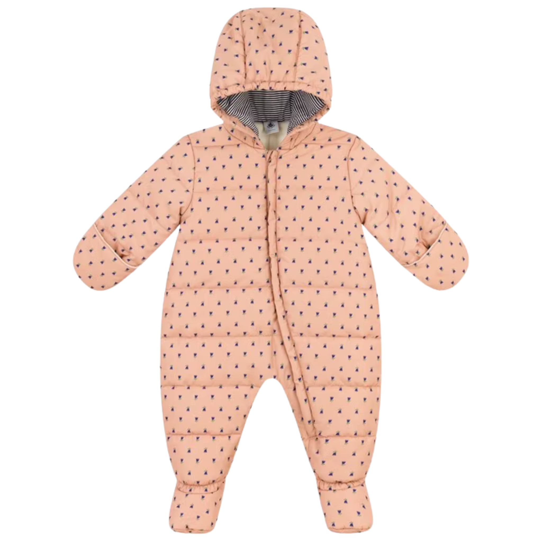 Cozy &amp;amp; Durable: Petit Bateau Pink and Small Floral Buds Print Snowsuit