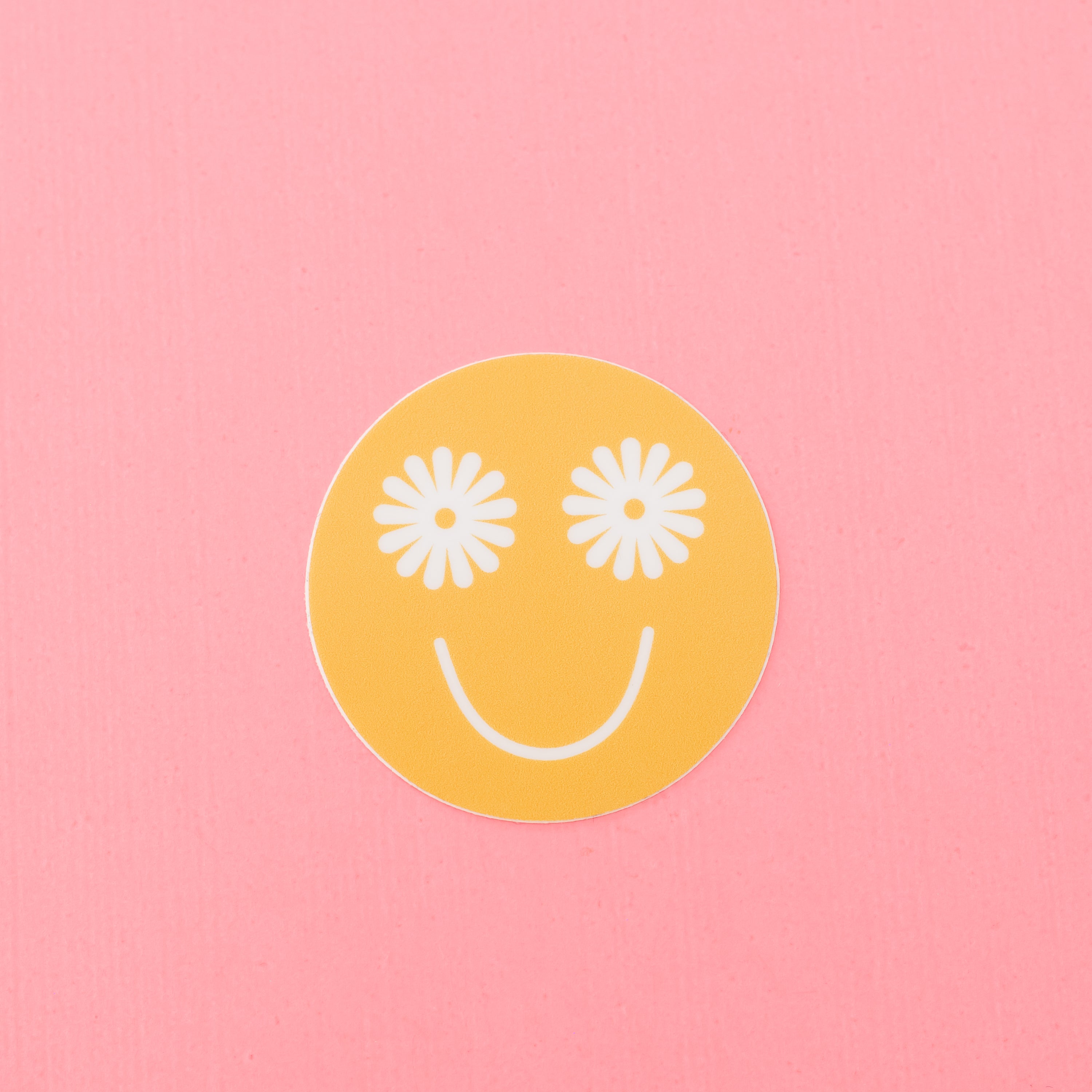 LMSS® STICKER - FLOWER EYE SMILEY (yellow w/ white eyes)