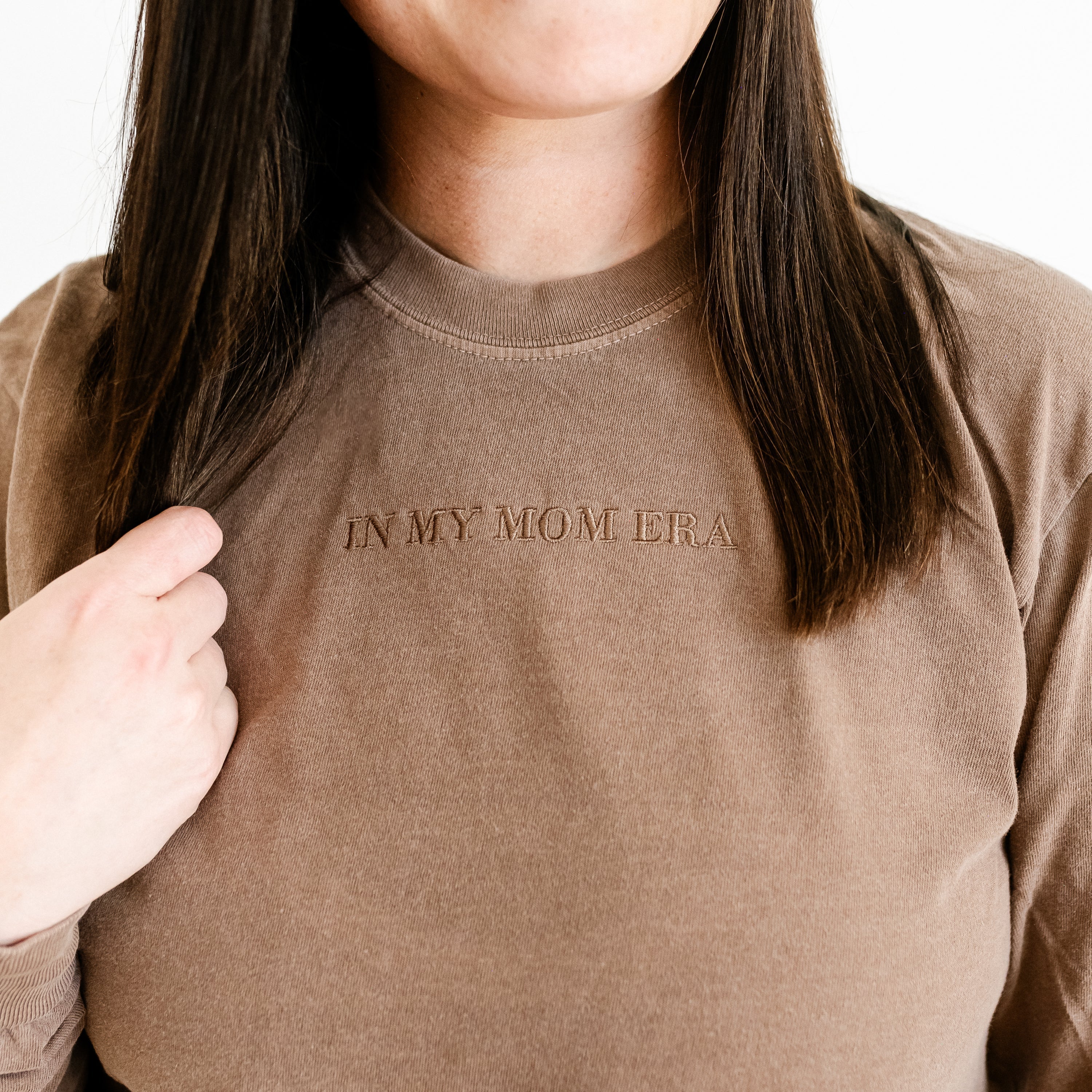 Embroidered Long Sleeve Comfort Colors Tee - Tone on Tone - ✨ IN MY MOM ERA™ ✨