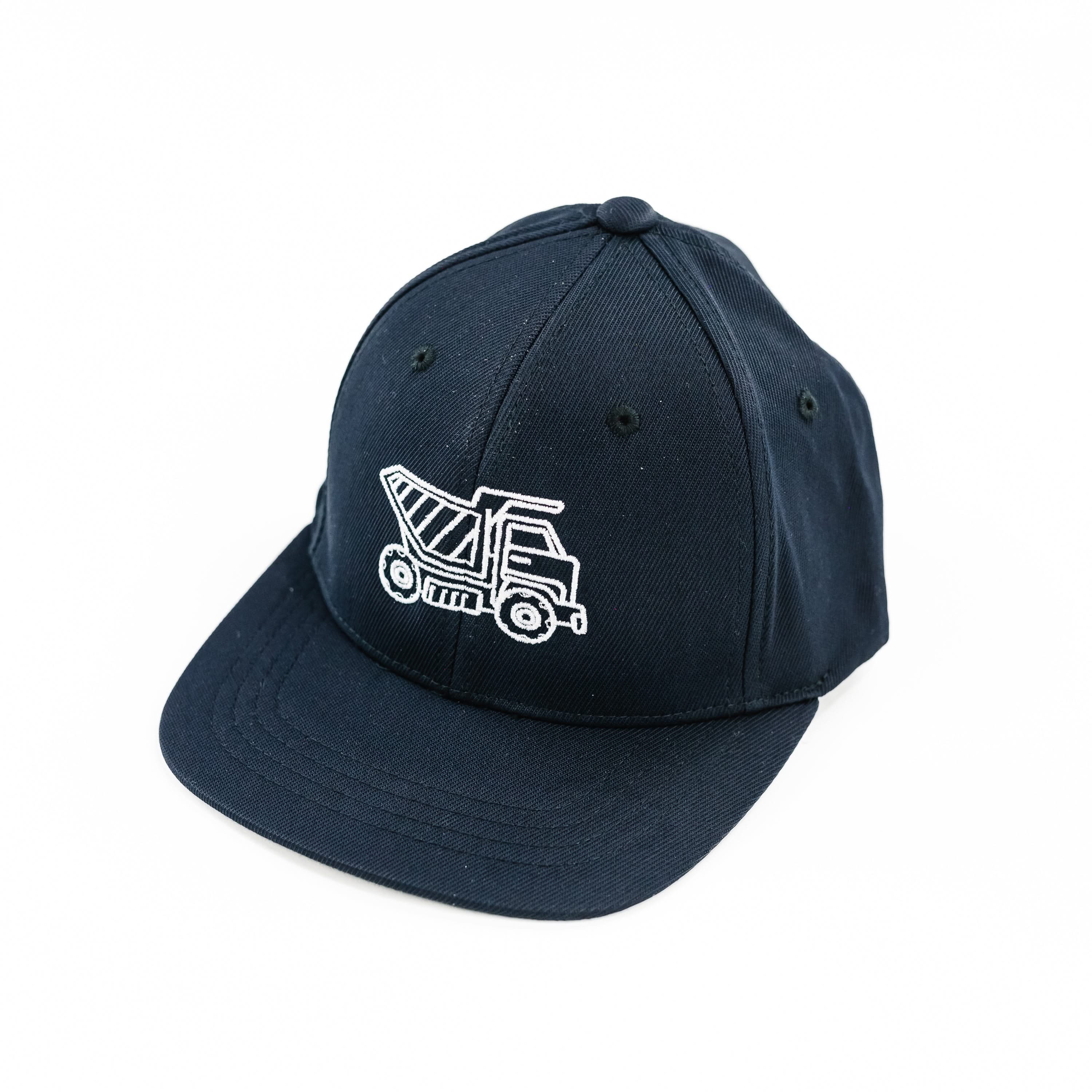 Dump Truck - Black w/ White - Child Flat Brim Hat