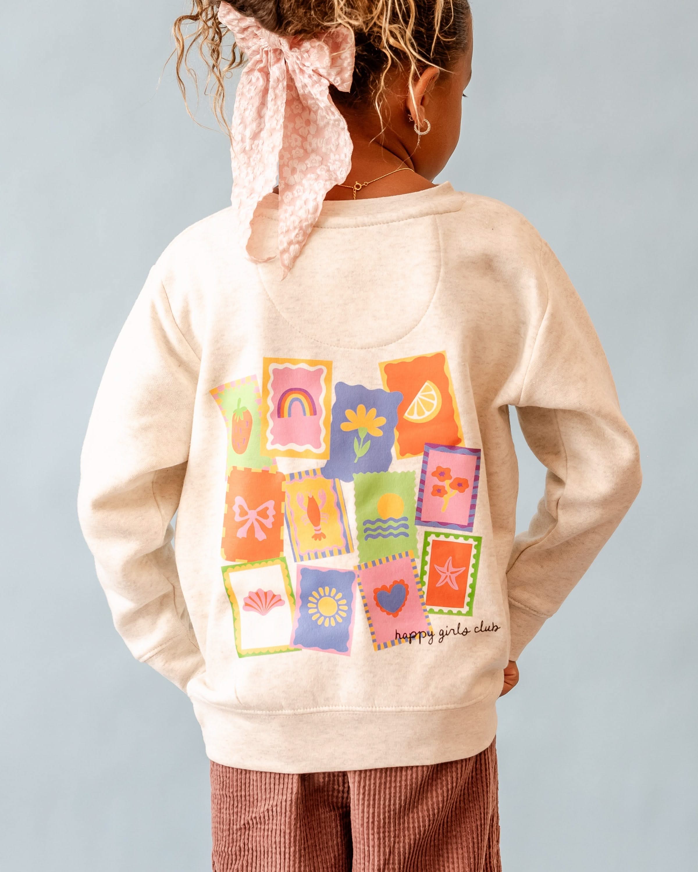 Happy Girls Club (center &amp;amp; b) - Heathered Natural Child Sweater