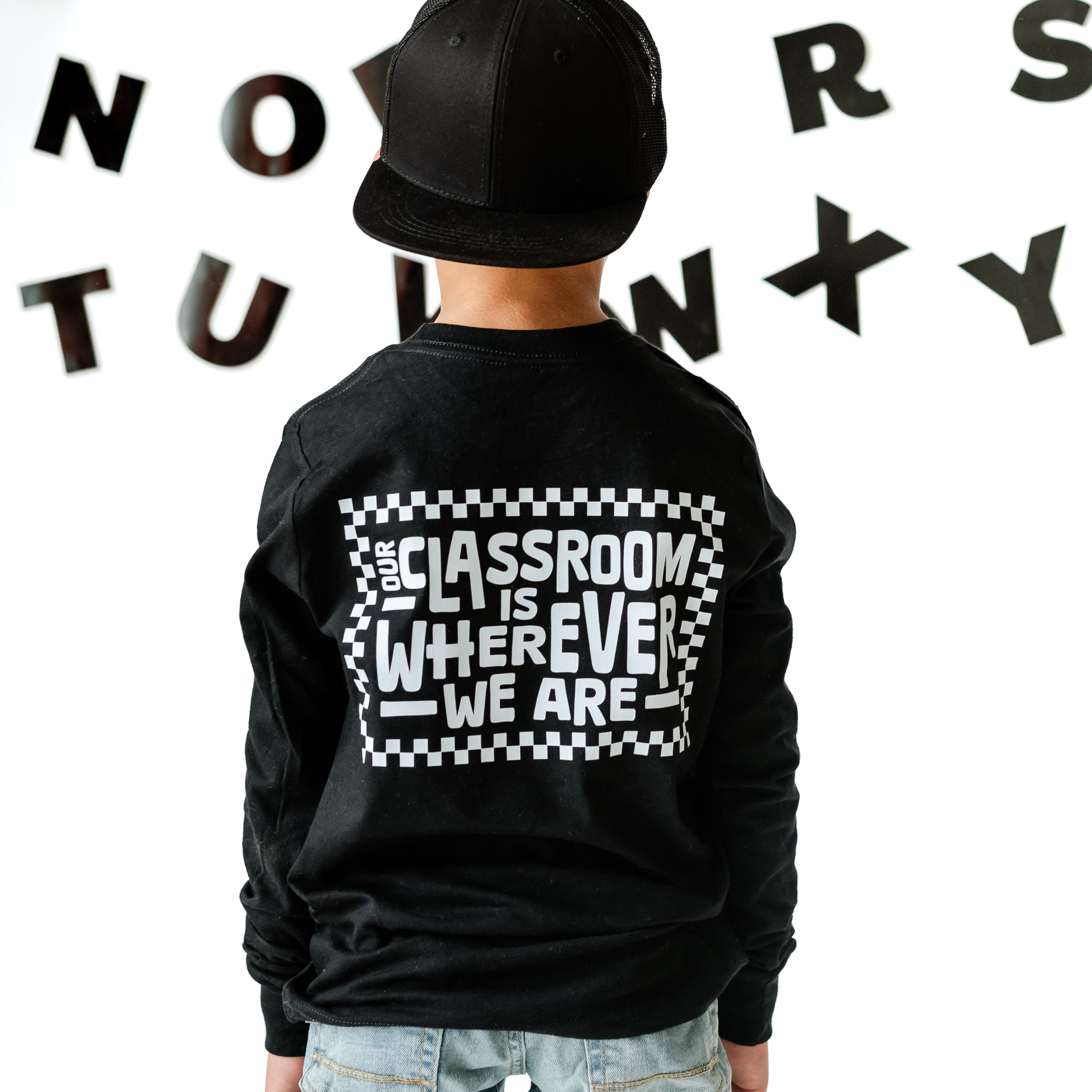 Home School Is Cool -- Our Classroom Is Wherever We Are (pf &amp;amp; b) - Child Long Sleeve Tee