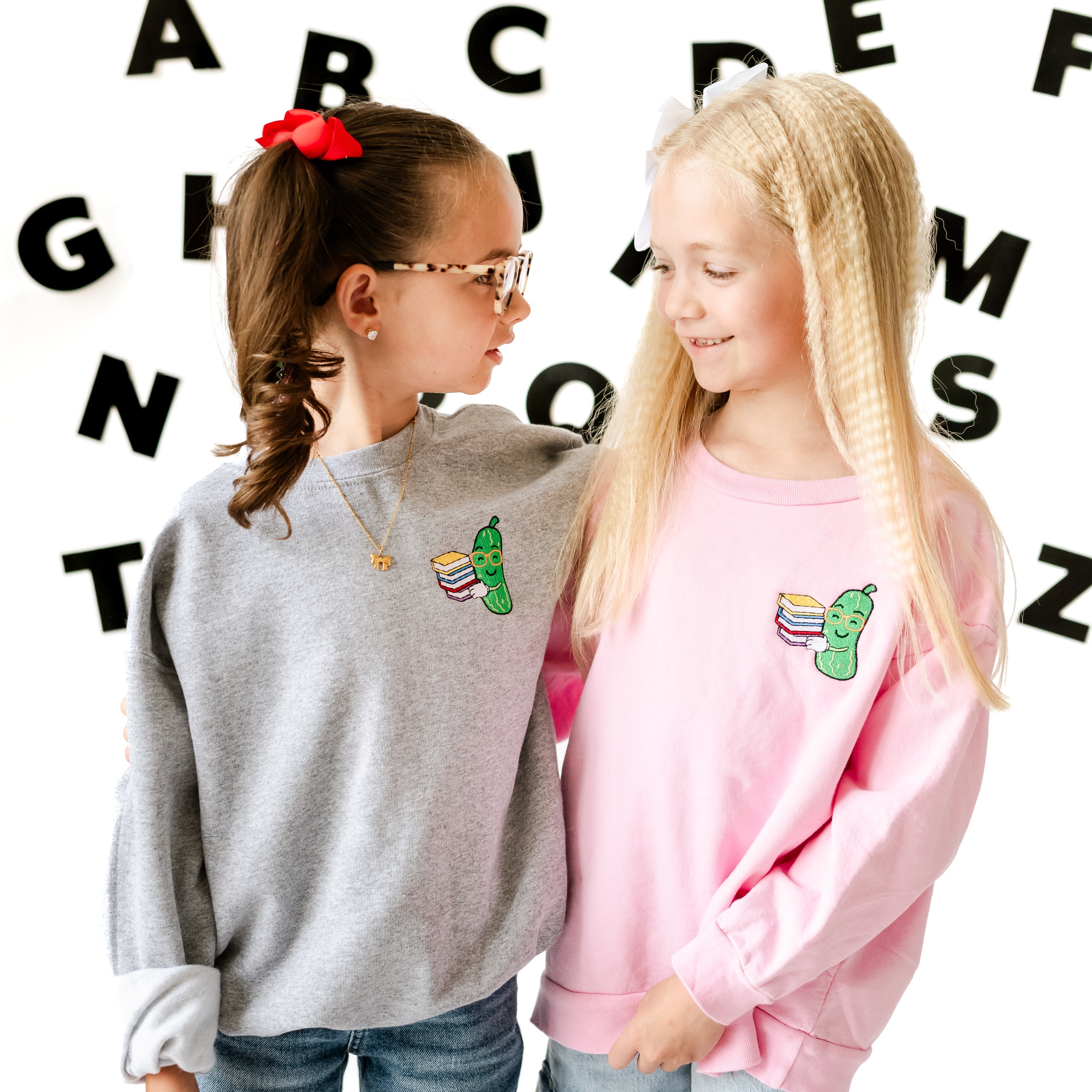 Embroidered Child Sweater - Back To School Pickle