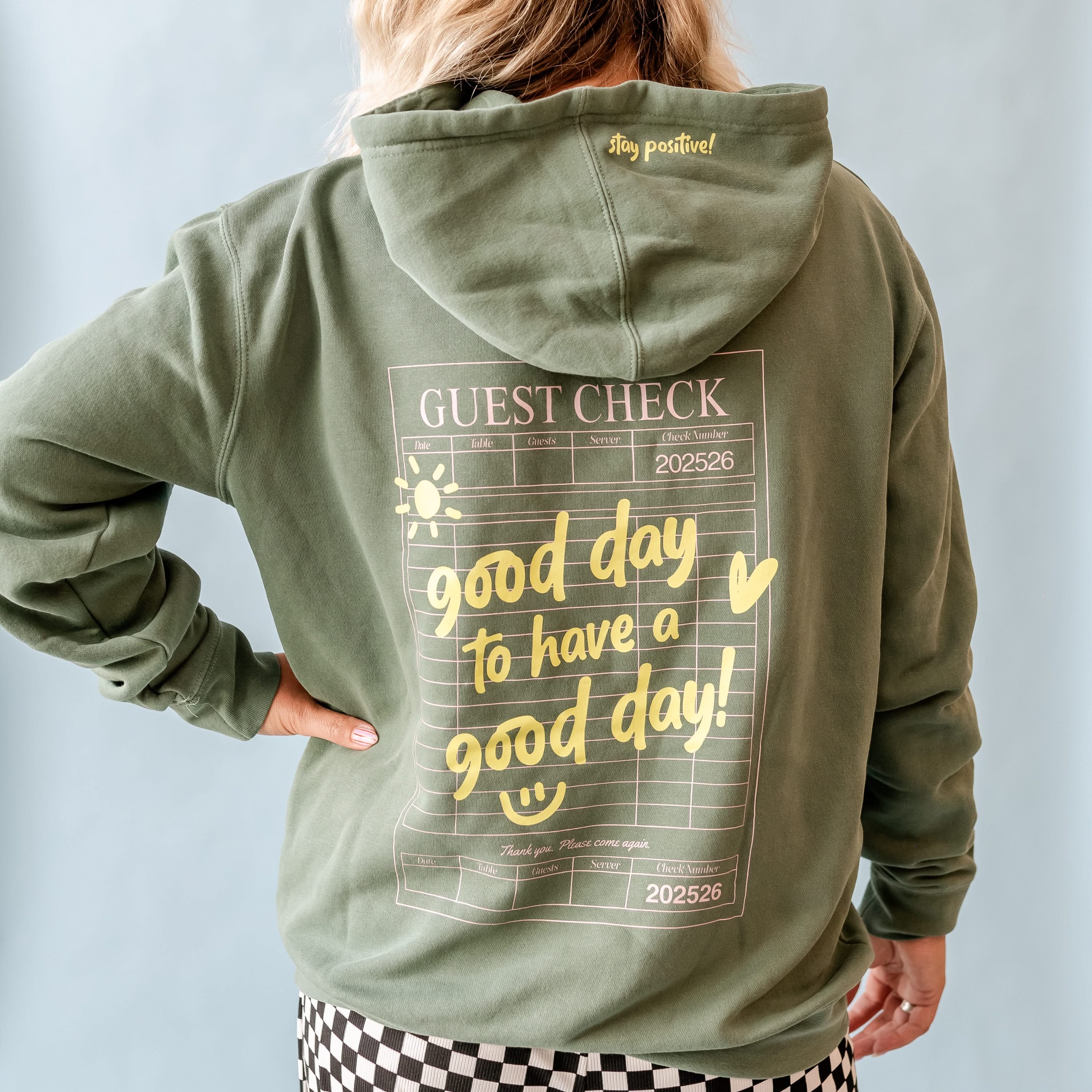GOOD DAY HOODIE - Embroidered/Printed  Adult Pigment