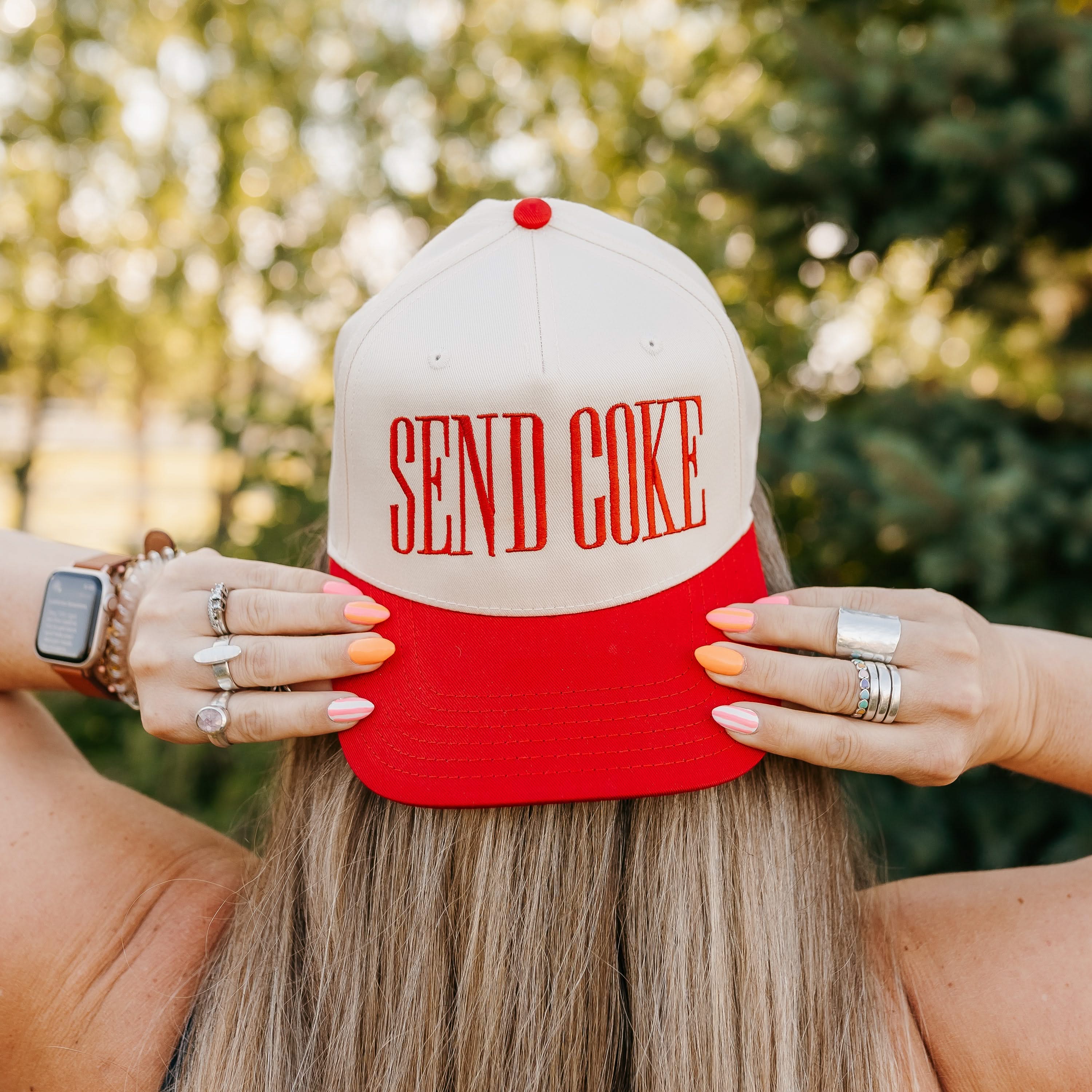 Send (Choose Your Beverage) | Vintage Embroidered Adult Trucker Hat