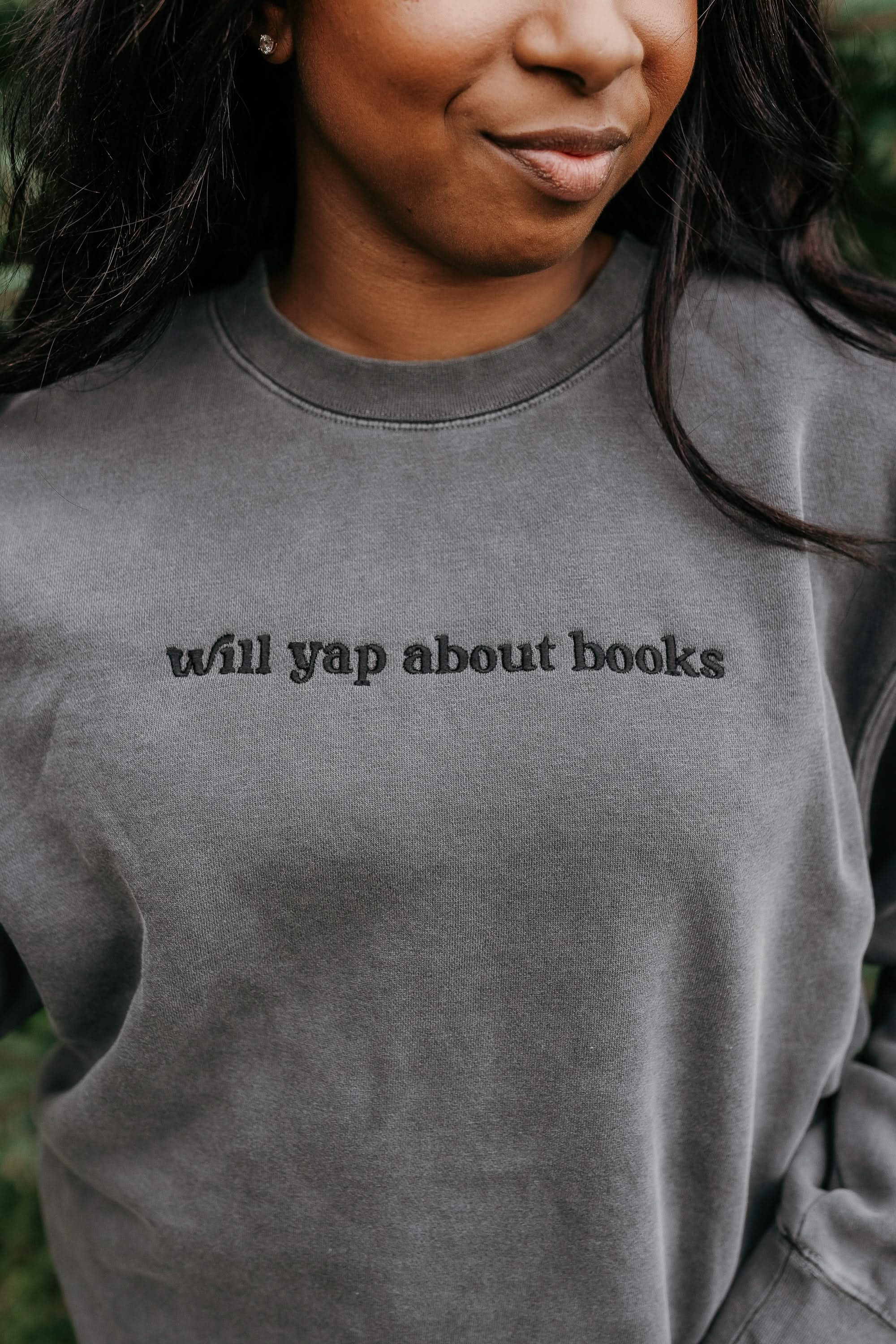 Will Yap About Books - Embroidered Pigment Crewneck