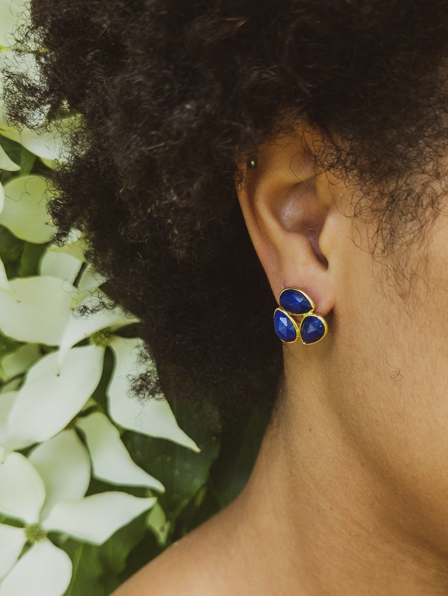 Lapis Cluster Stud Earrings