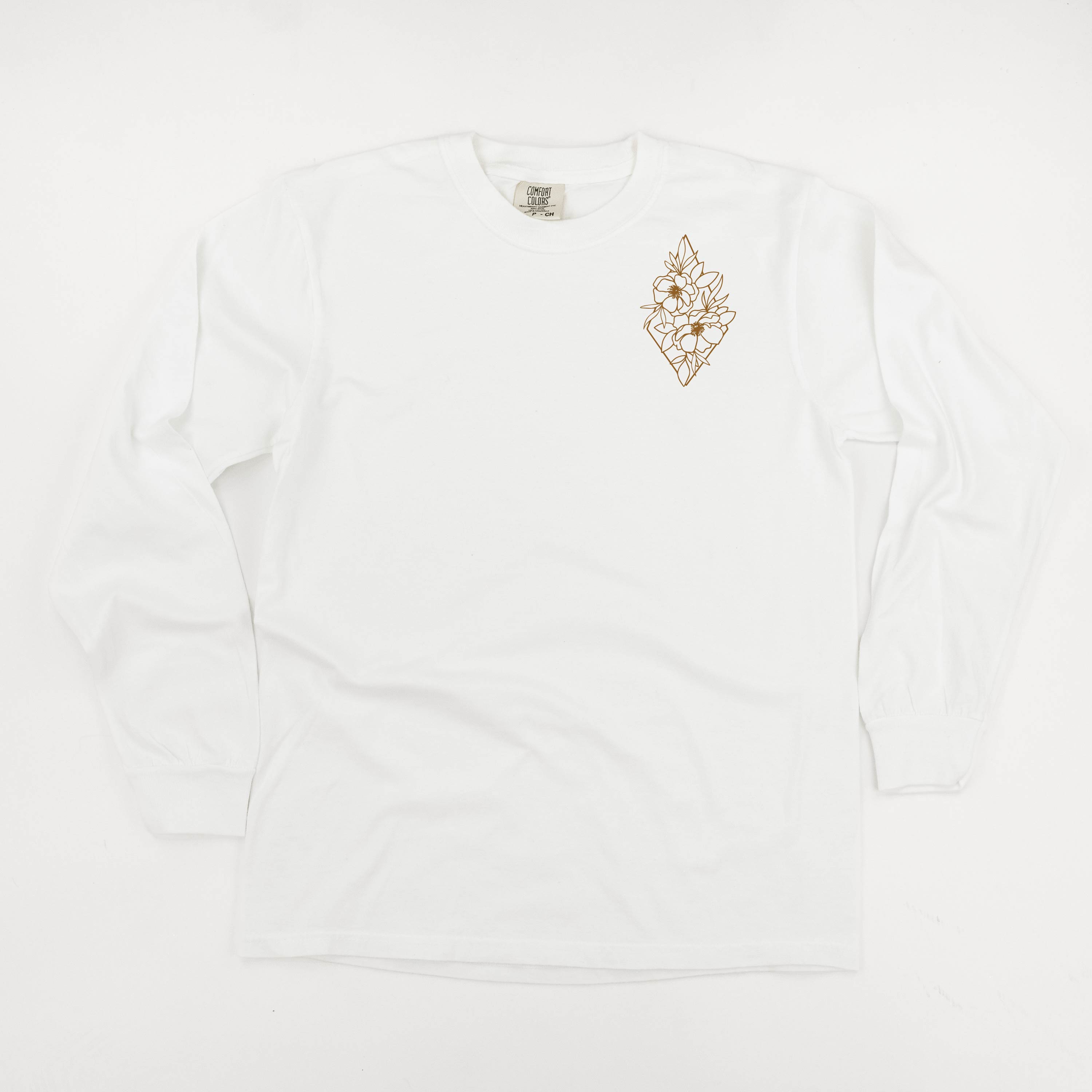 Flower Diamond (Pocket Front) w/ Actually Life is Beautiful and I Have Time (Back) - Long Sleeve Comfort Colors Tee