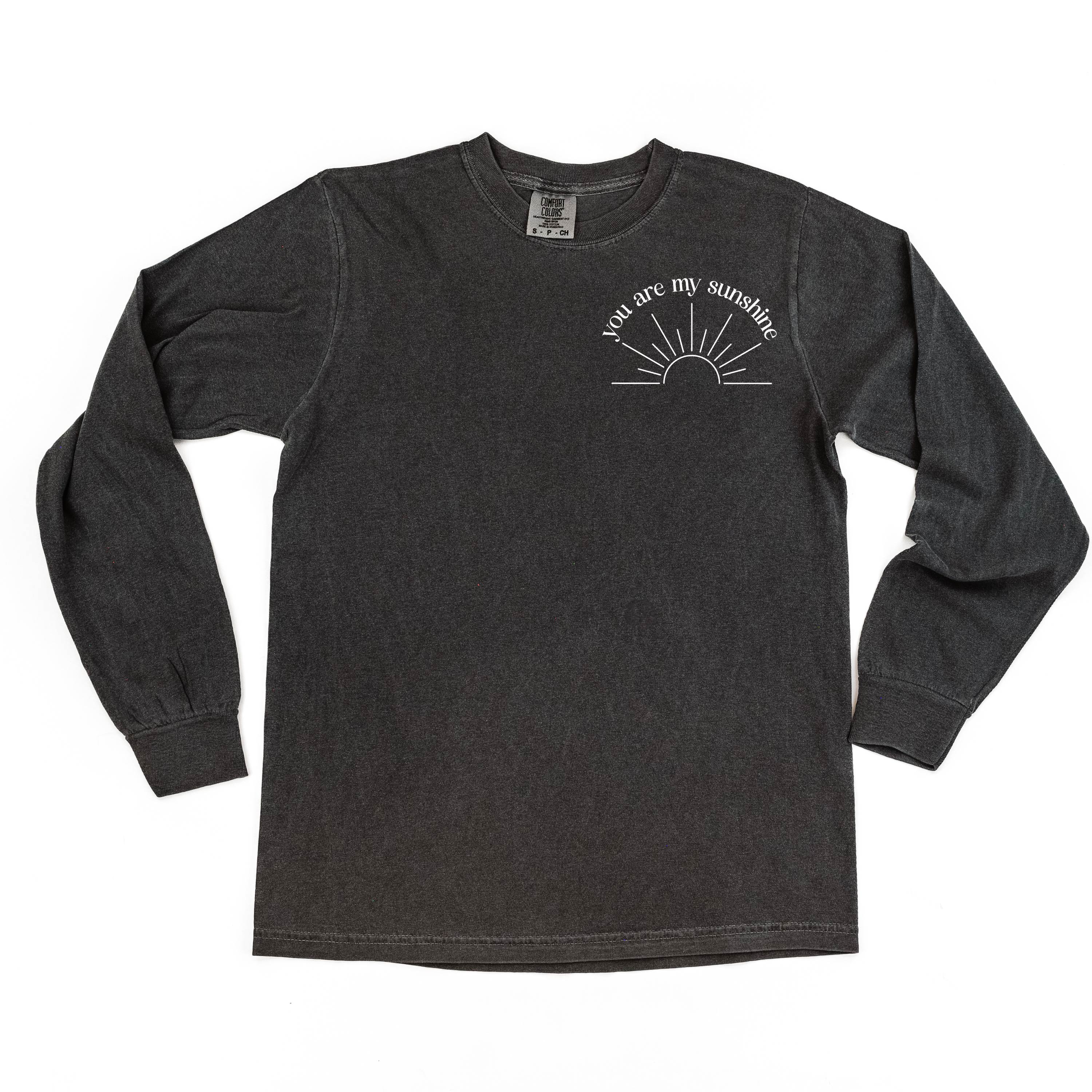 You Are My Sunshine Pocket Design w/ Full Sun on Back - LONG SLEEVE COMFORT COLORS TEE
