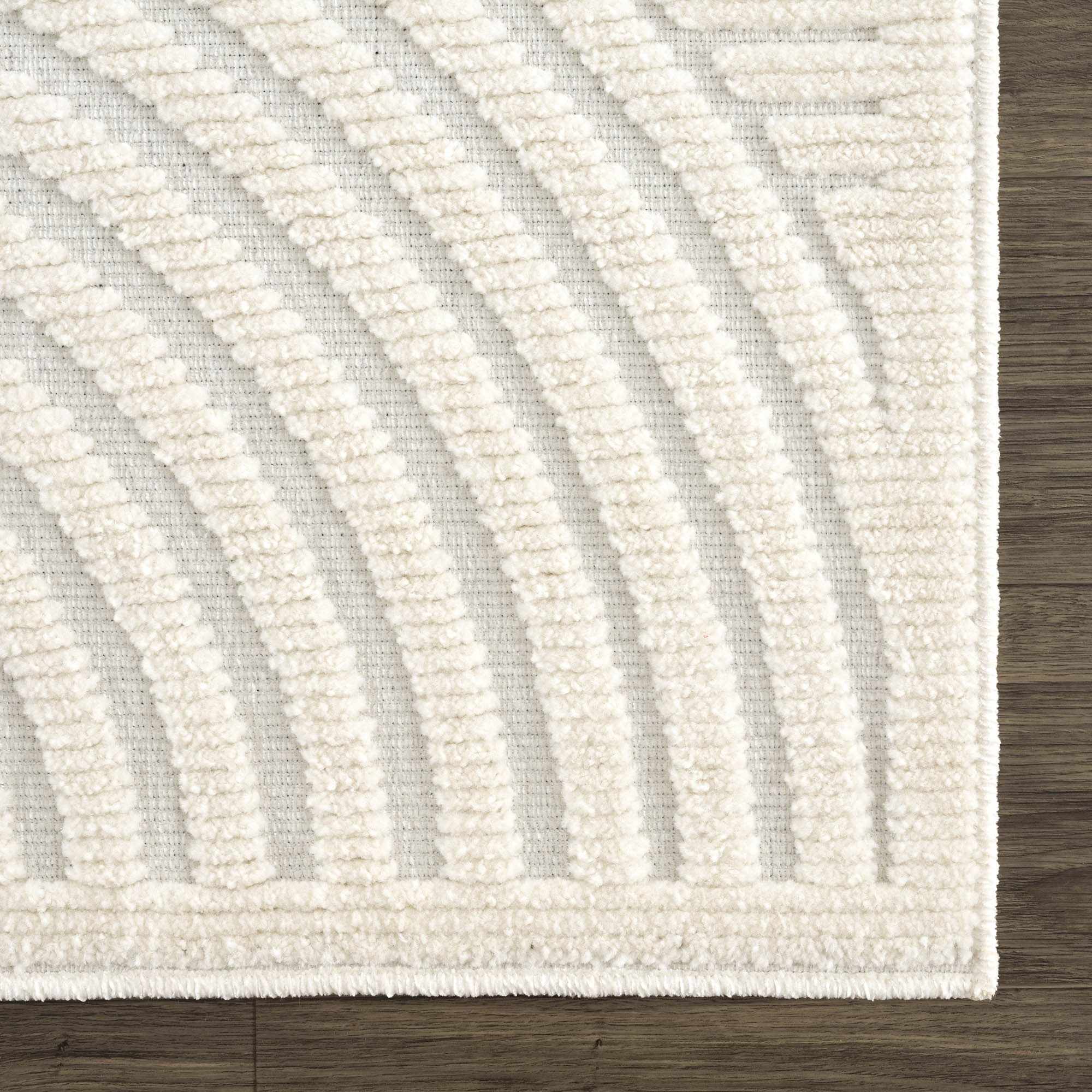 Deron White Washable 3D Rug