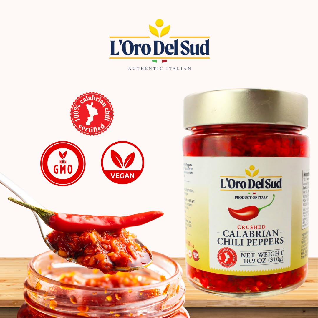 L&#39;Oro Del Sud, Crushed Calabrian Chili Peppers, 10.9 oz (309 g)