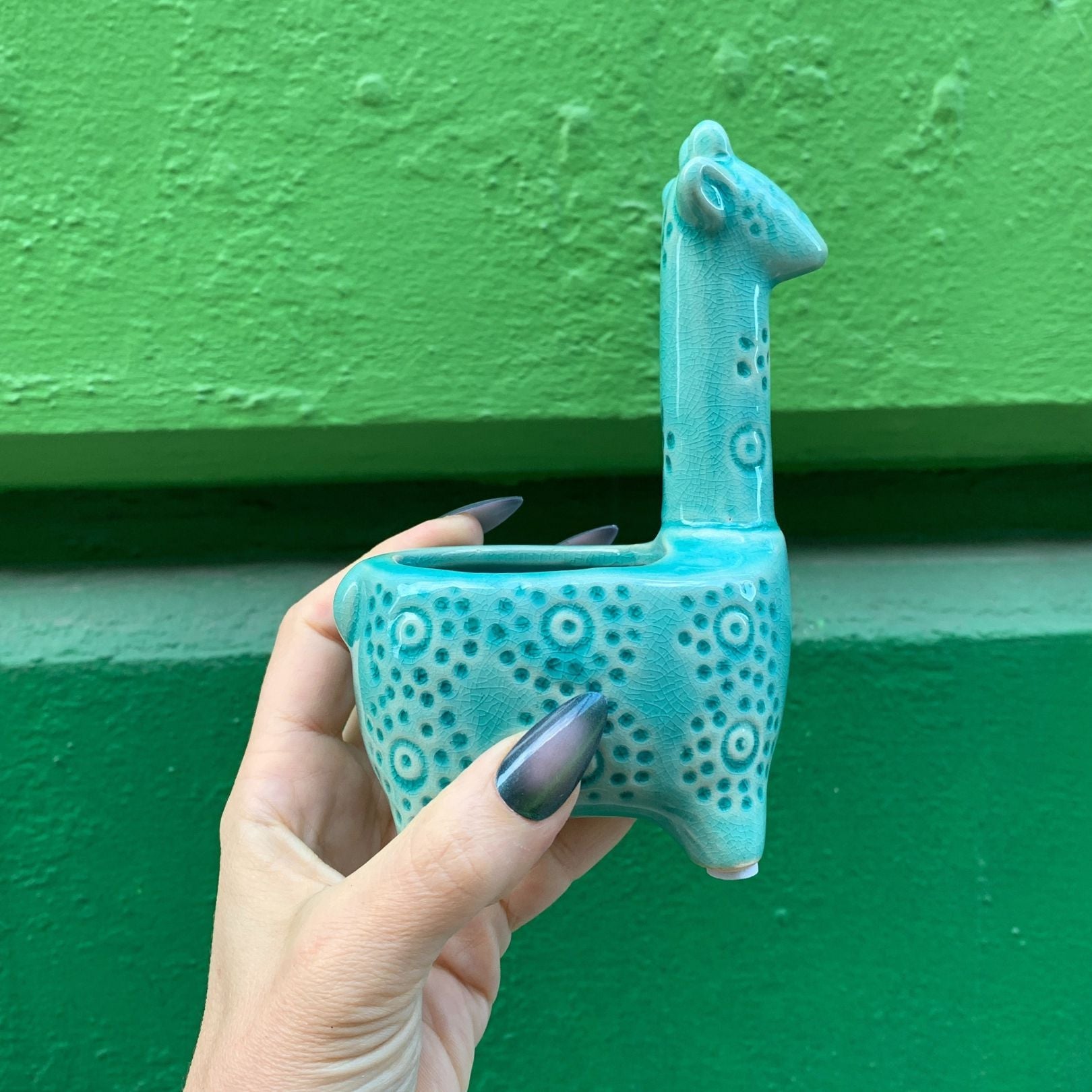 Lake Blue Giraffe Planter | Small Ceramic Succulents Pot | 6&amp;quot; Tall