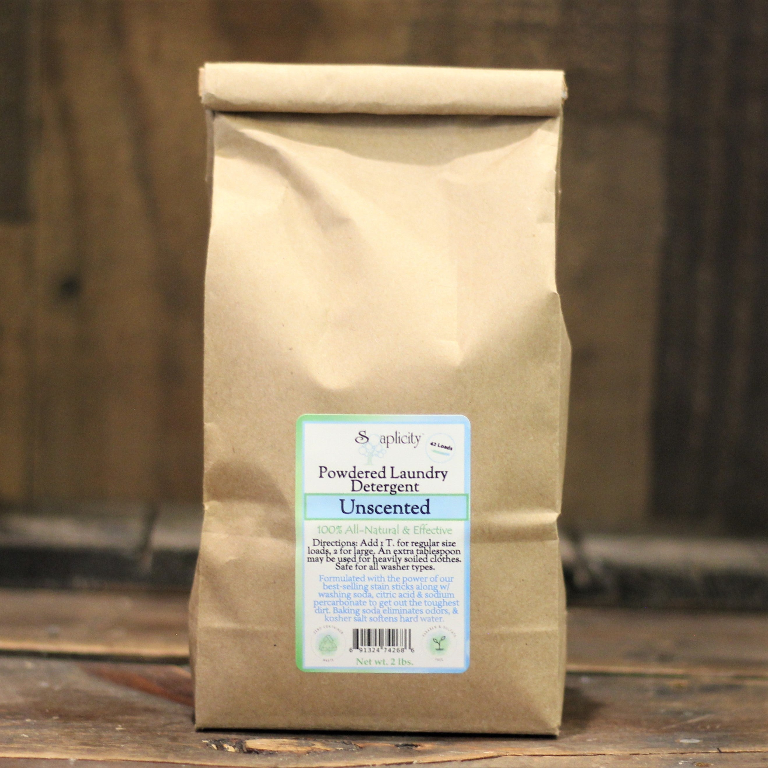 Soaplicity&amp;#39;s 100% All-Natural Laundry Detergent, Unscented - 42+Loads |  Biodegradable Container