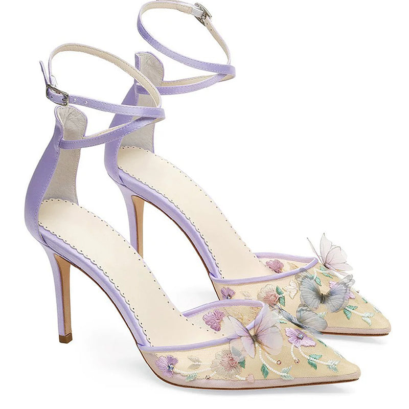 Lavender Butterfly Heels, Garden Party Shoes | ZAKAPOP