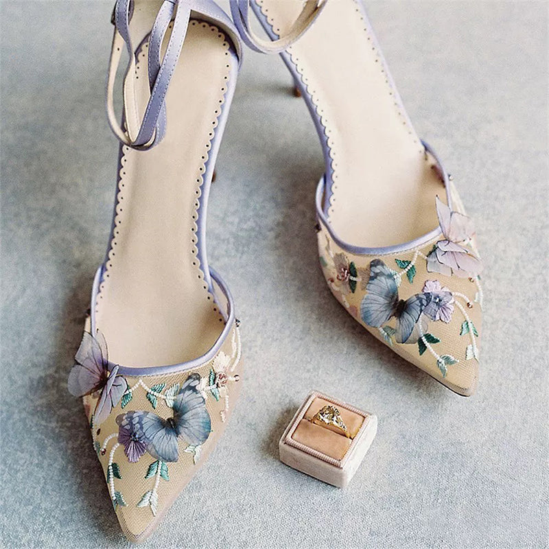 Lavender Butterfly Heels, Garden Party Shoes | ZAKAPOP