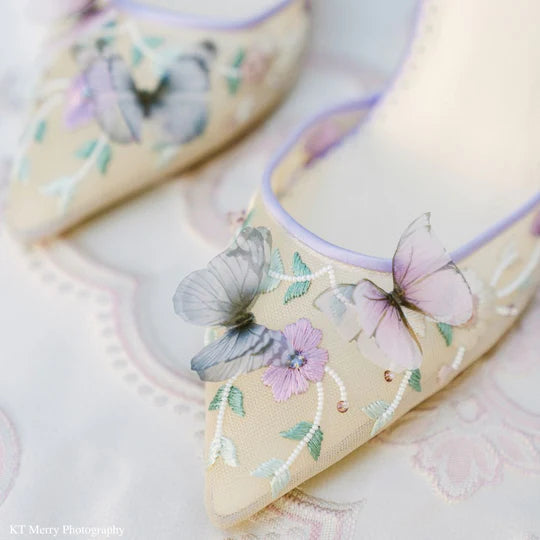 Lavender Butterfly Heels, Garden Party Shoes | ZAKAPOP