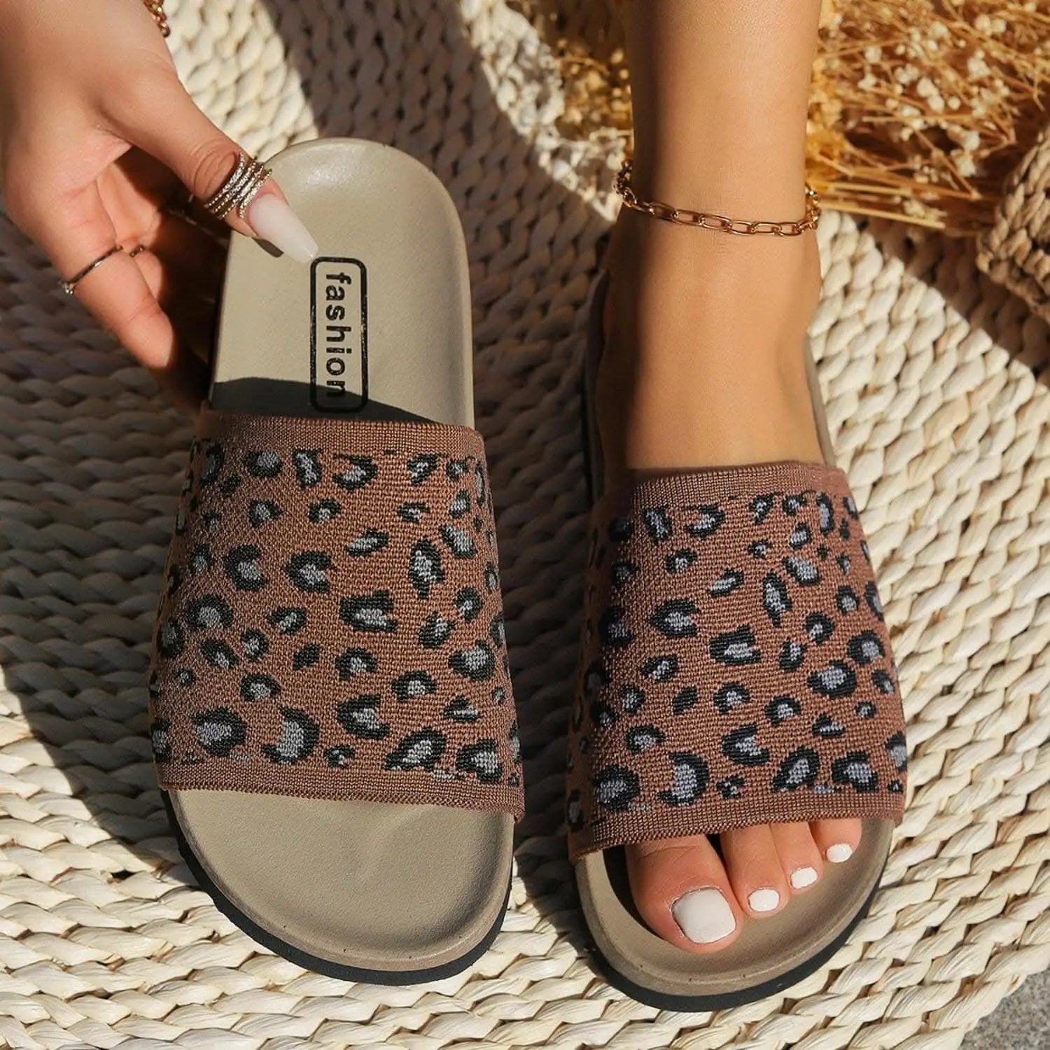 Shoes - Leopard print open toe sandals