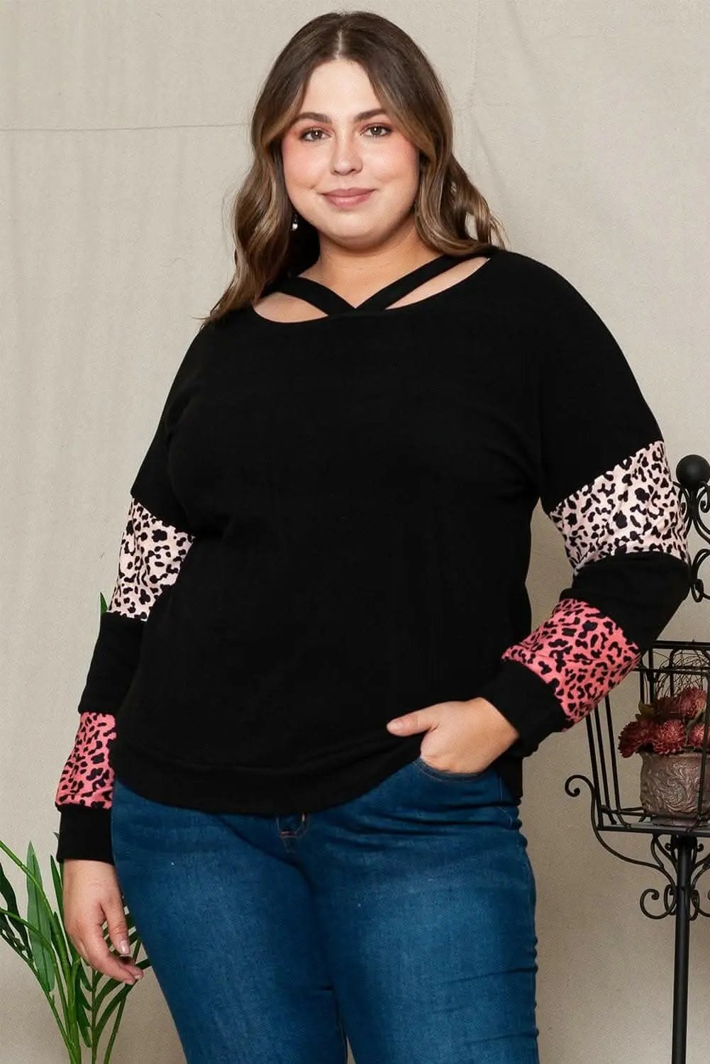 Trendsi Leopard Oversized Tee Women&amp;#39;s Plus Size Top - Comfy &amp;amp; Trendy