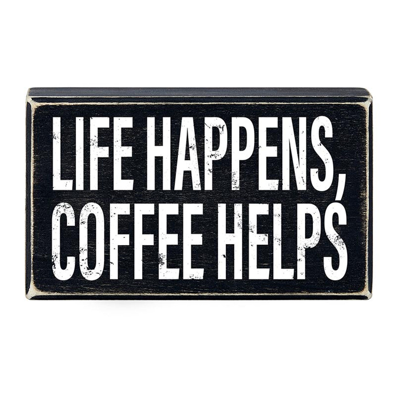 Life Happens, Coffee Helps Box Sign | Wooden Box Wall Tabletop Decor | 6&amp;quot; x 3.5&amp;quot;