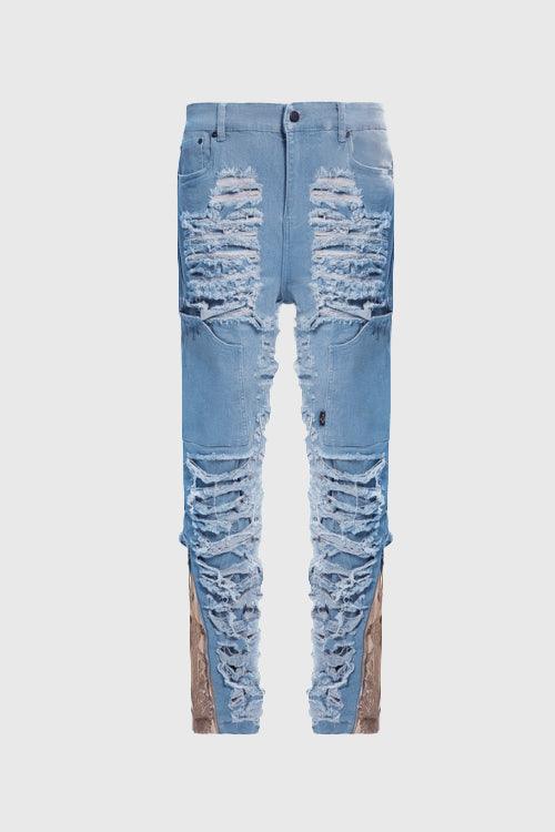 Dawn Damaged Flared Stacked Jeans