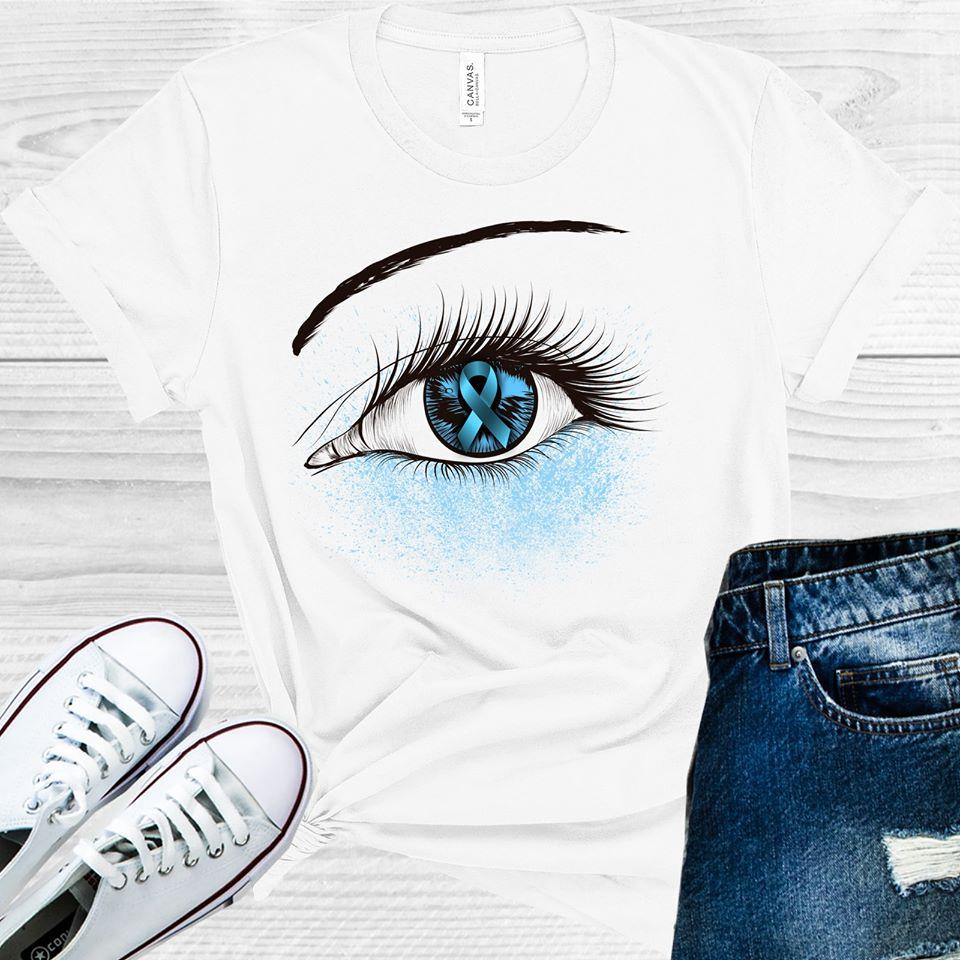 Light Blue Ribbon Awareness Eye Graphic Tee