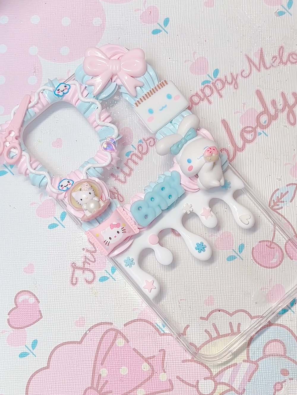 Light Handcrafted Cat and Dog Decoden Cream Phone Case ( Customizable ) | ZAKAPOP