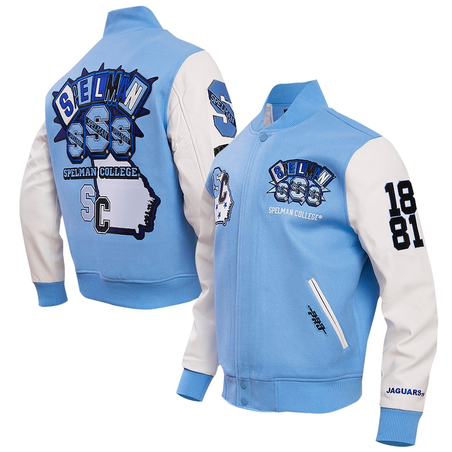 Light Blue Spelman College Jaguars Homecoming Varsity Full-snap Jacket