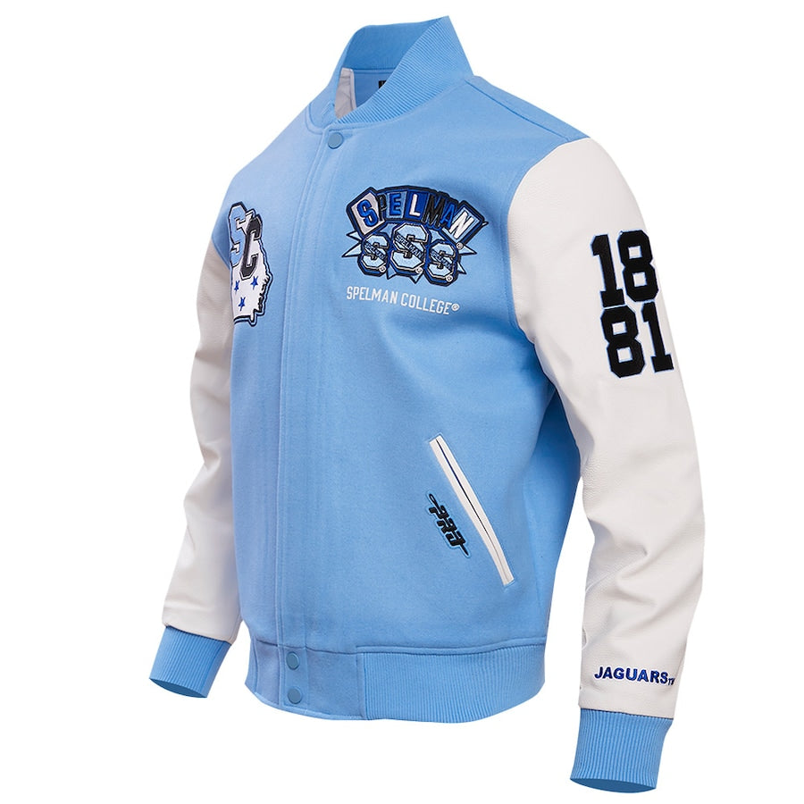 Light Blue Spelman College Jaguars Homecoming Varsity Full-snap Jacket