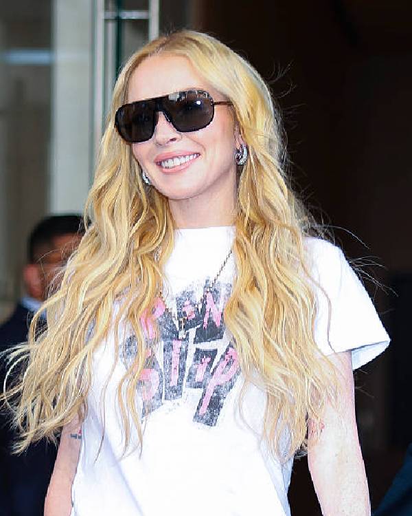 Lindsay Lohan NYC White Graphic Tee