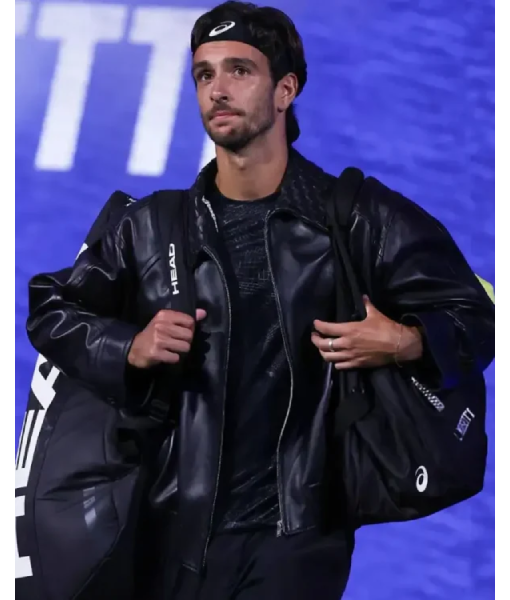 Lorenzo Musetti 2025 US Open Black Leather Jacket