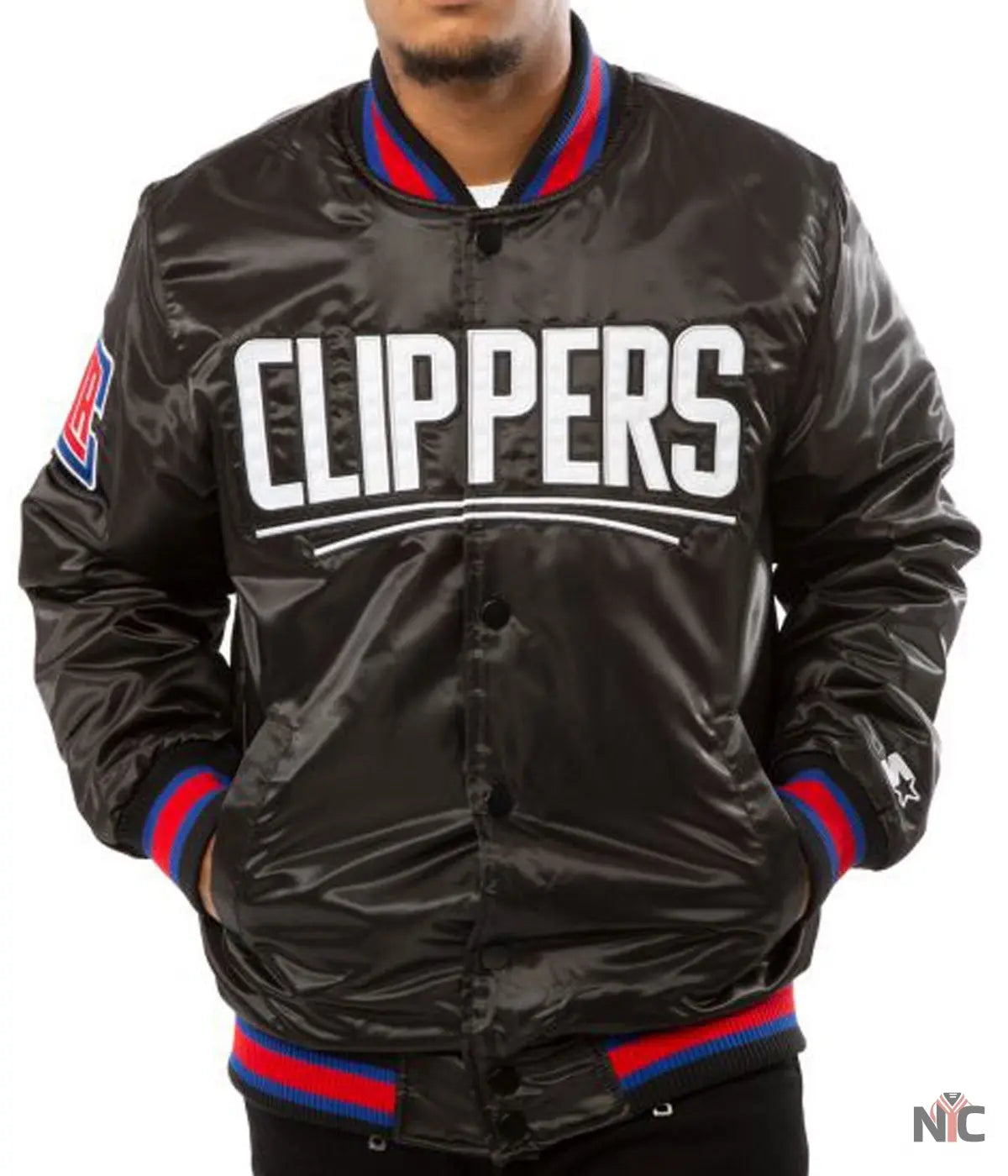 Los Angeles Clippers Black Satin Bomber Jacket