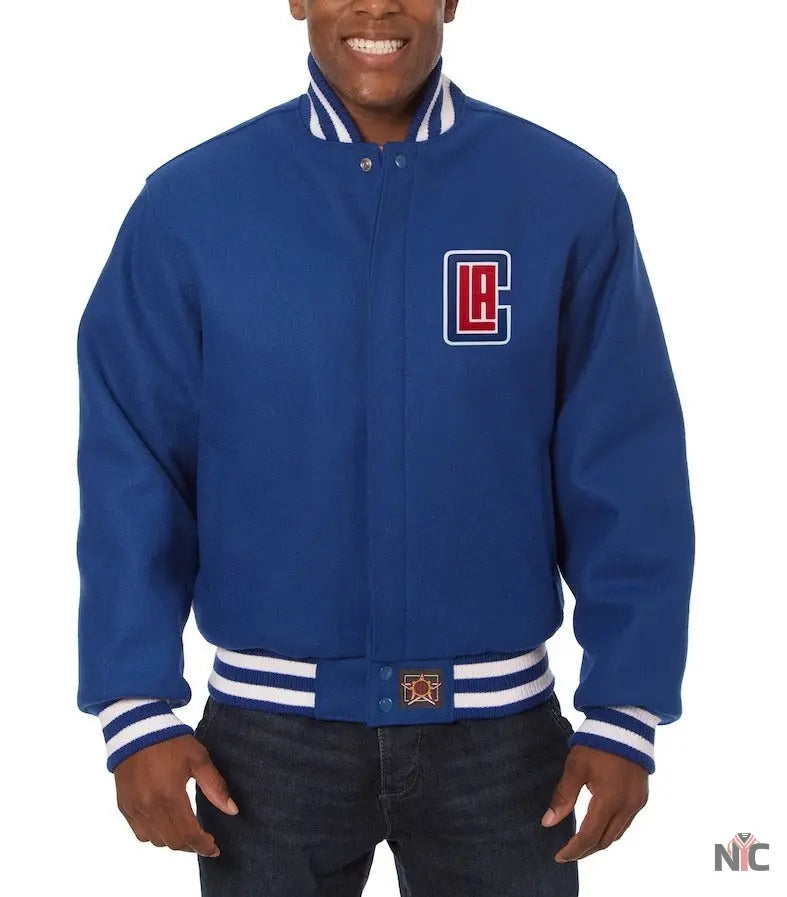 Los Angeles Clippers JH Design Blue Wool Varsity Jacket