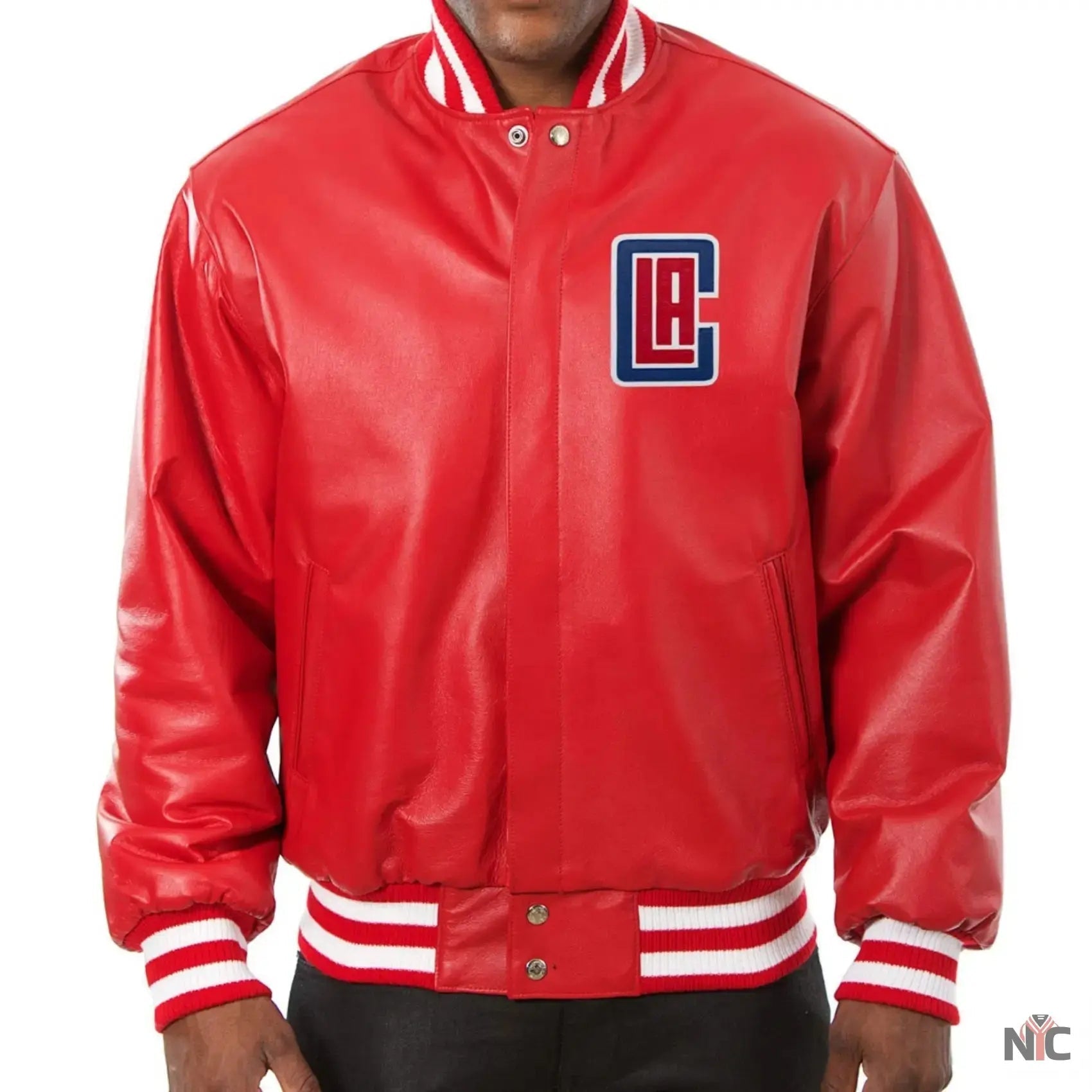 Los Angeles Clippers Red Leather Varsity Jacket