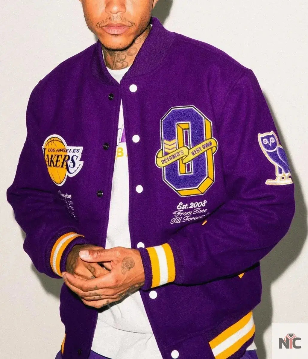 Los Angeles Lakers OVO Purple Wool Varsity Jacket